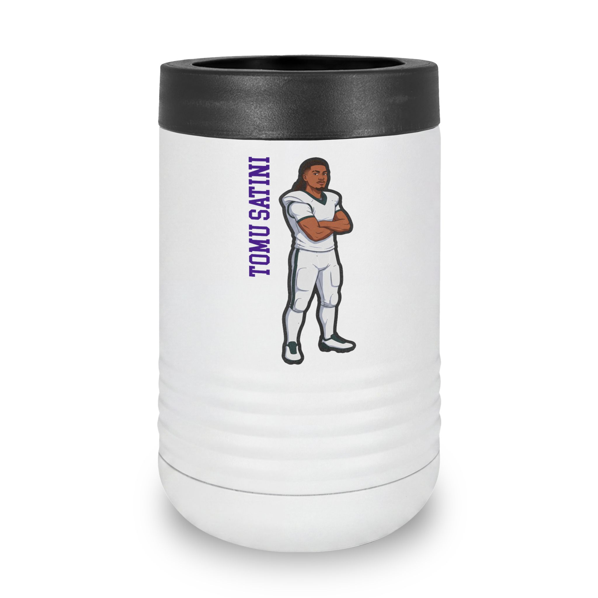 Stainless Can Cooler — character_name_vertical in White