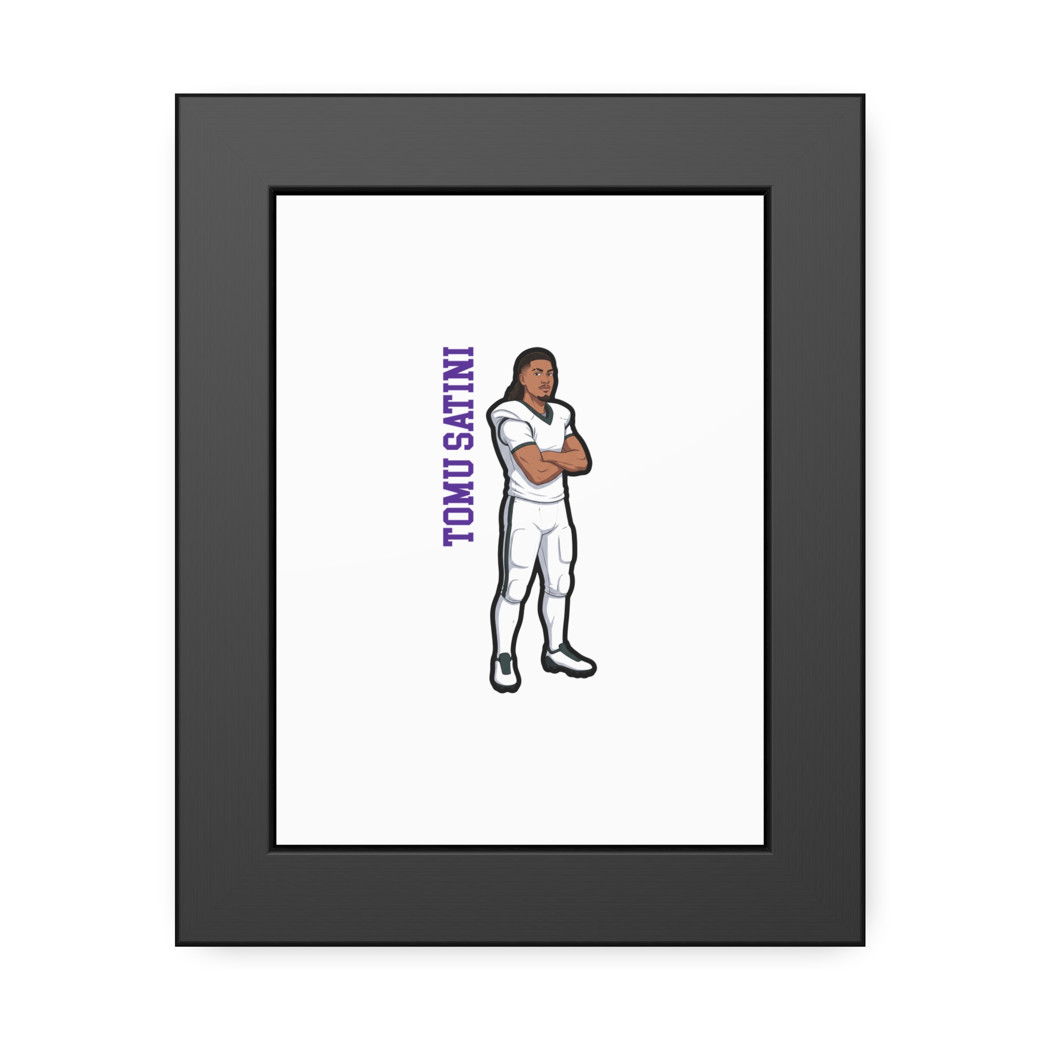 Framed Poster — character_name_vertical in Black