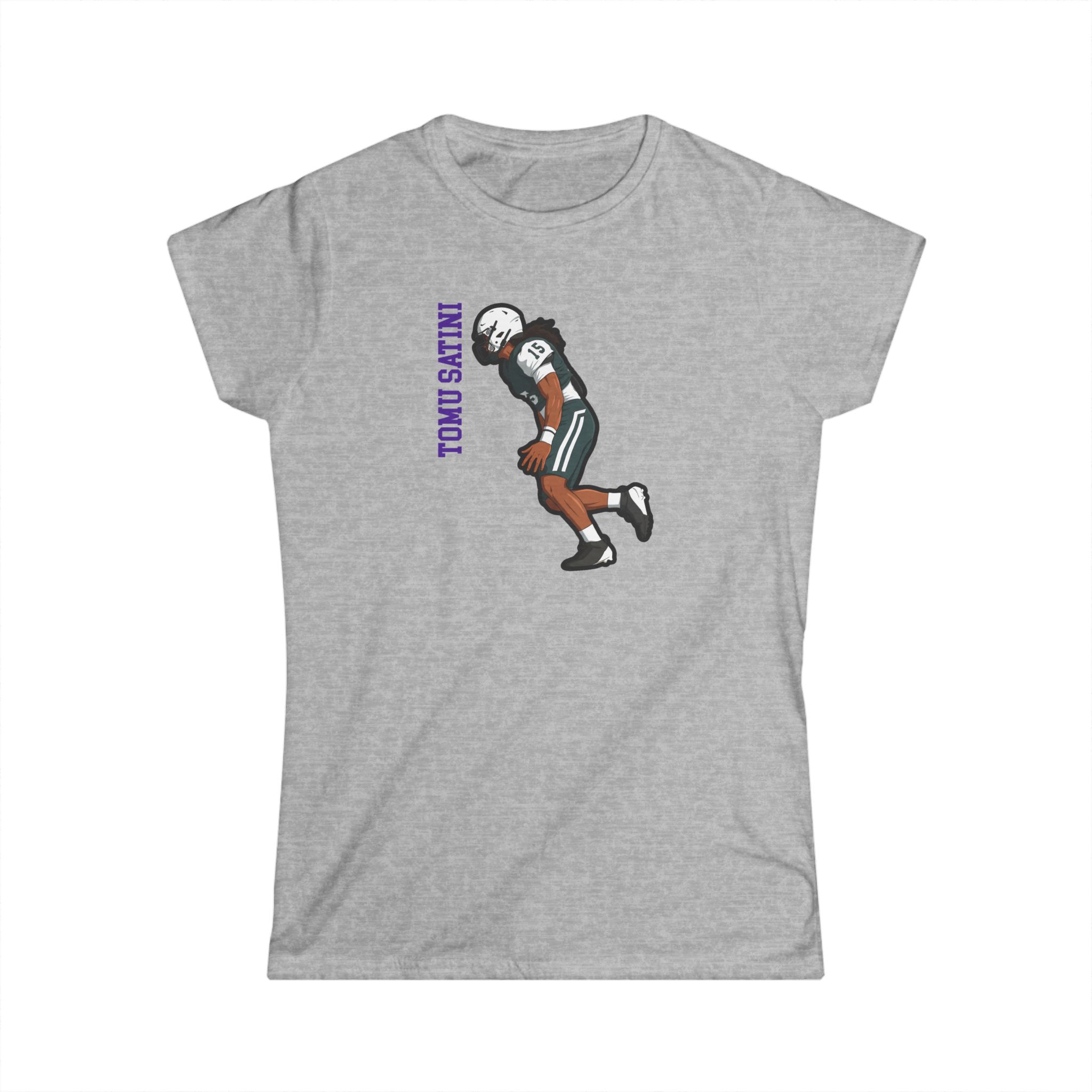 Women's Softstyle Tee — character_name_vertical in Grey