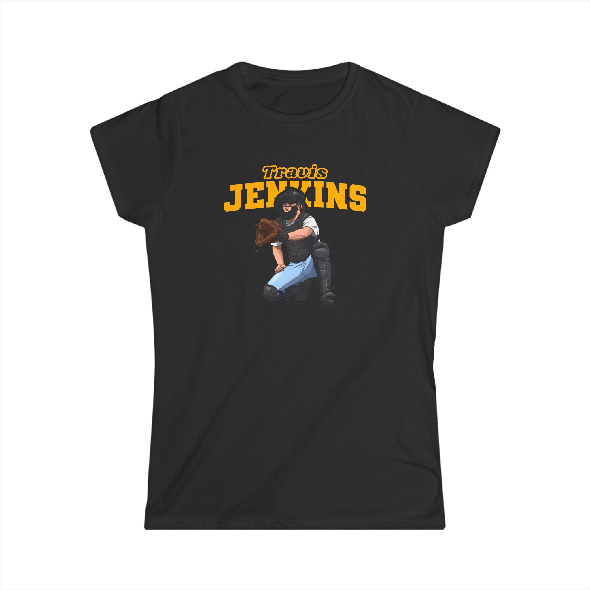 Women's Softstyle Tee — character_name_arch in Black