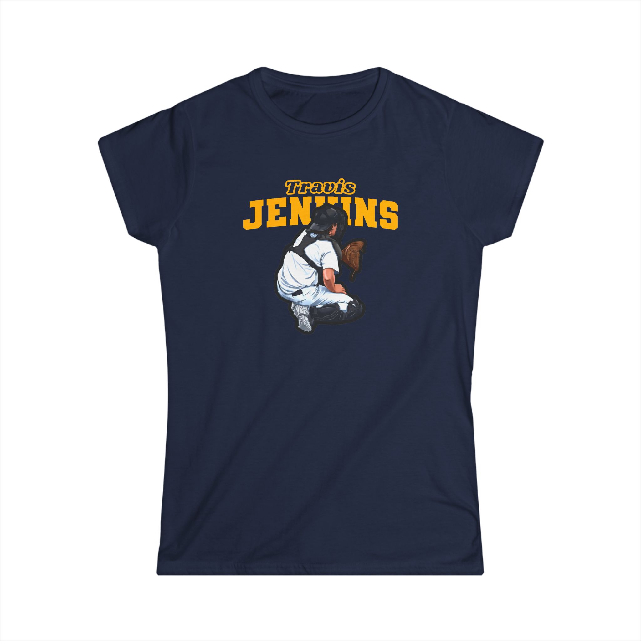 Women's Softstyle Tee — character_name_arch in Navy