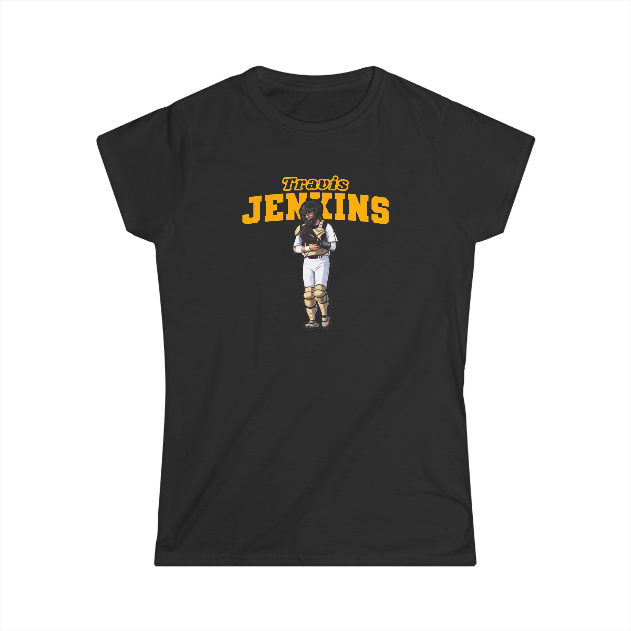 Women's Softstyle Tee — character_name_arch in Black