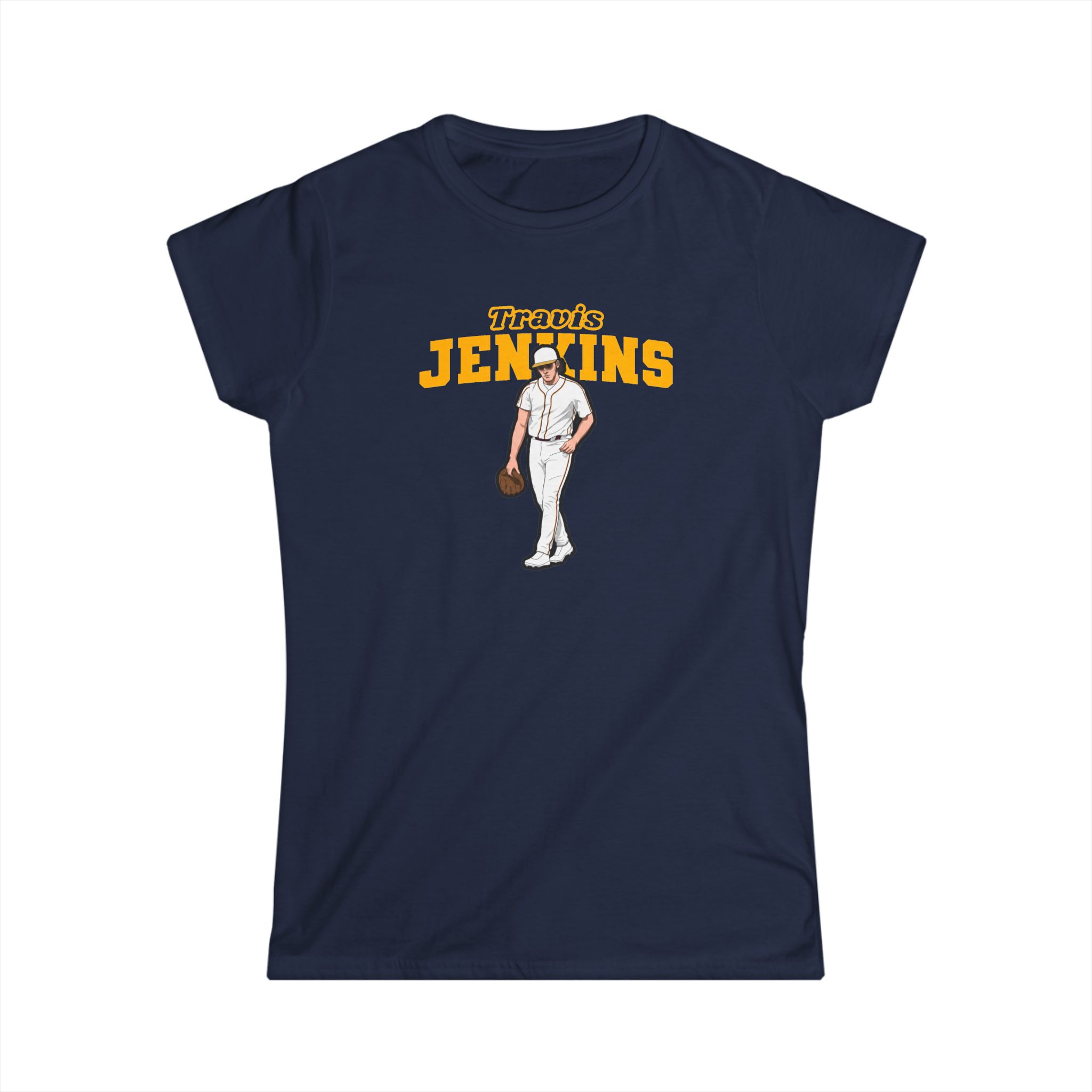 Women's Softstyle Tee — character_name_arch in Navy