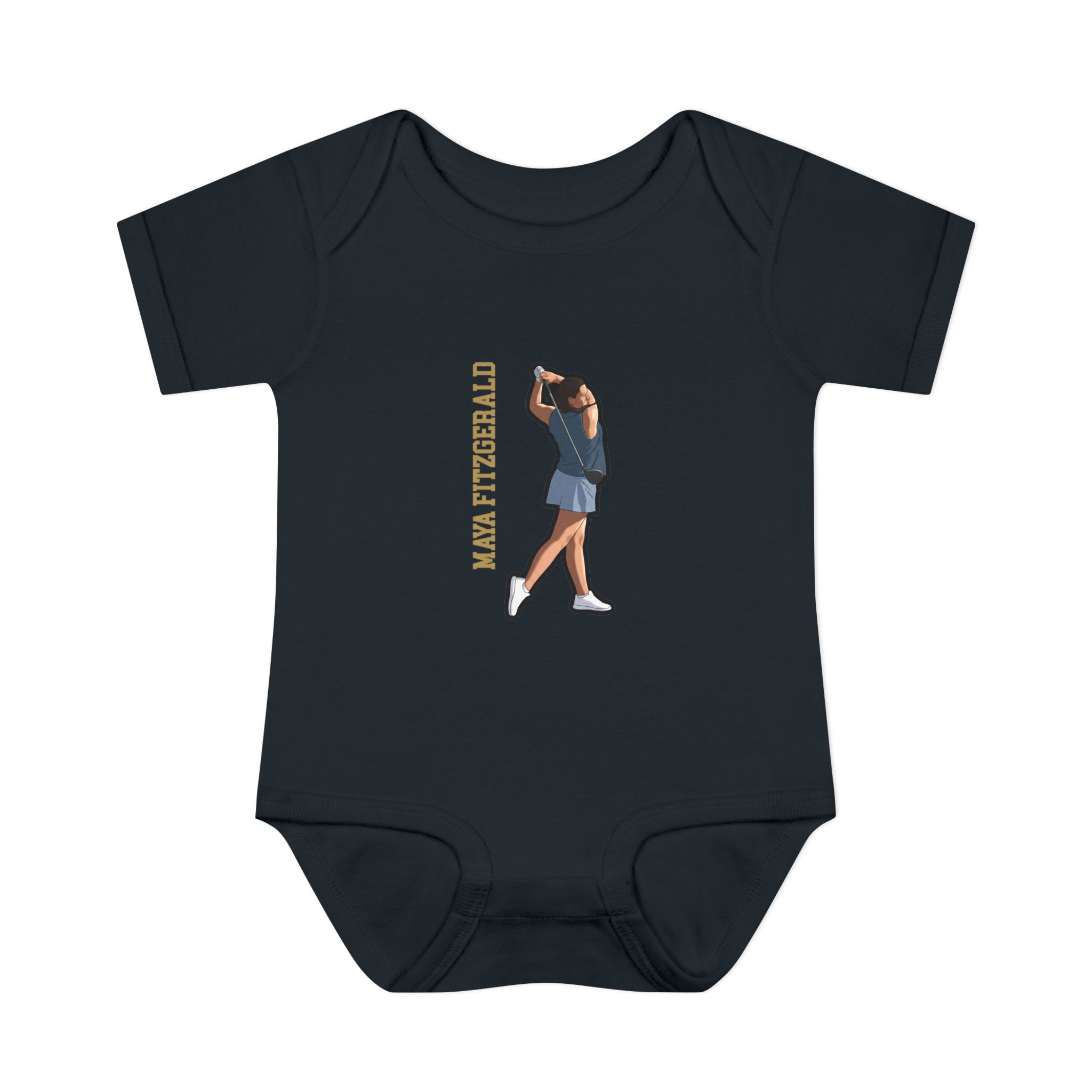 Baby Onesie — character_name_vertical in Black
