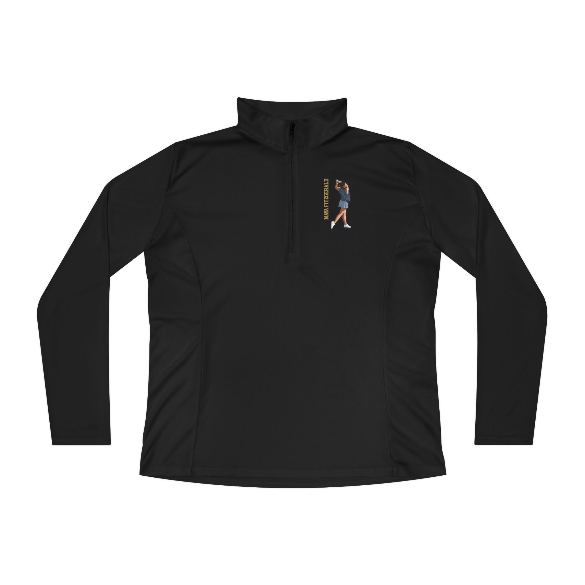 Women's Q-Zip Pullover — character_name_vertical in Black