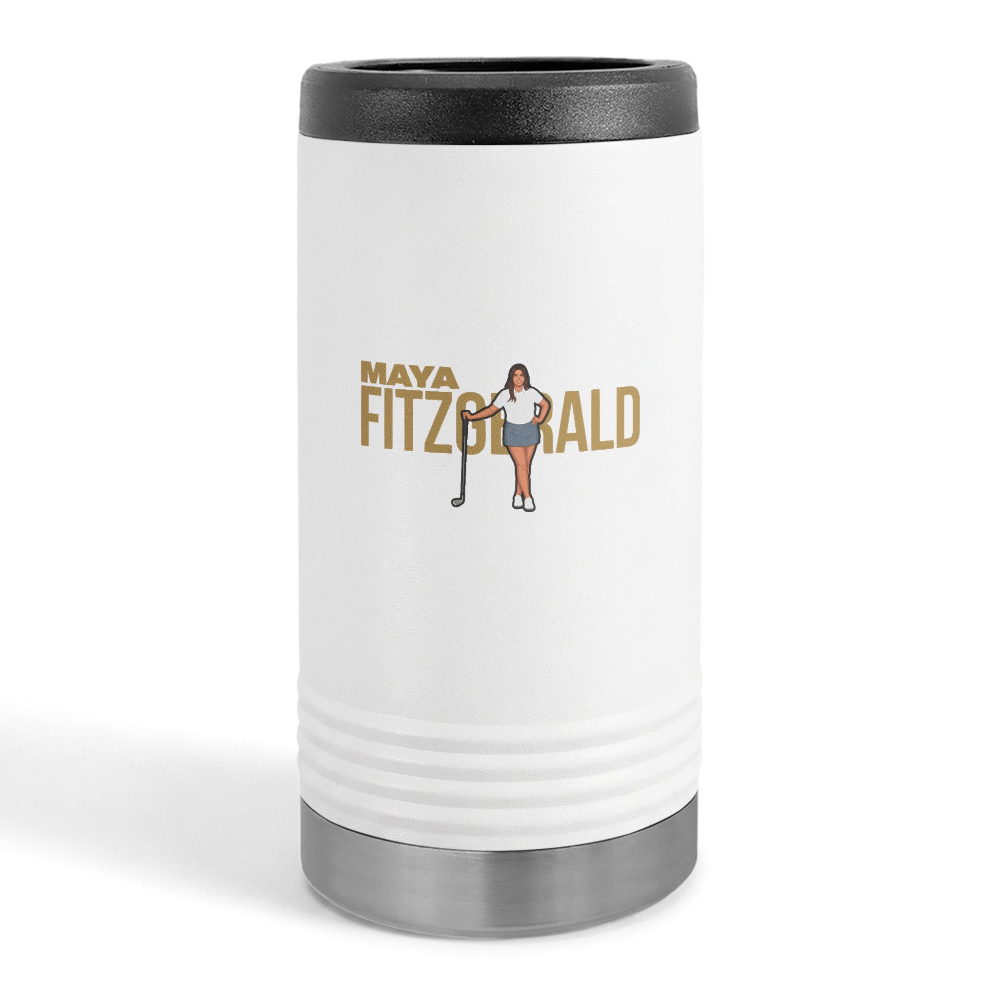 Slim Stainless Can Cooler — character_player_name in White
