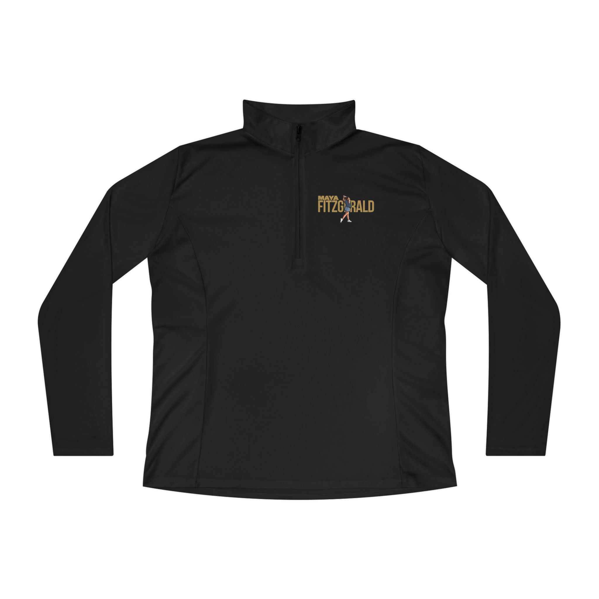 Women's Q-Zip Pullover — character_player_name in Black