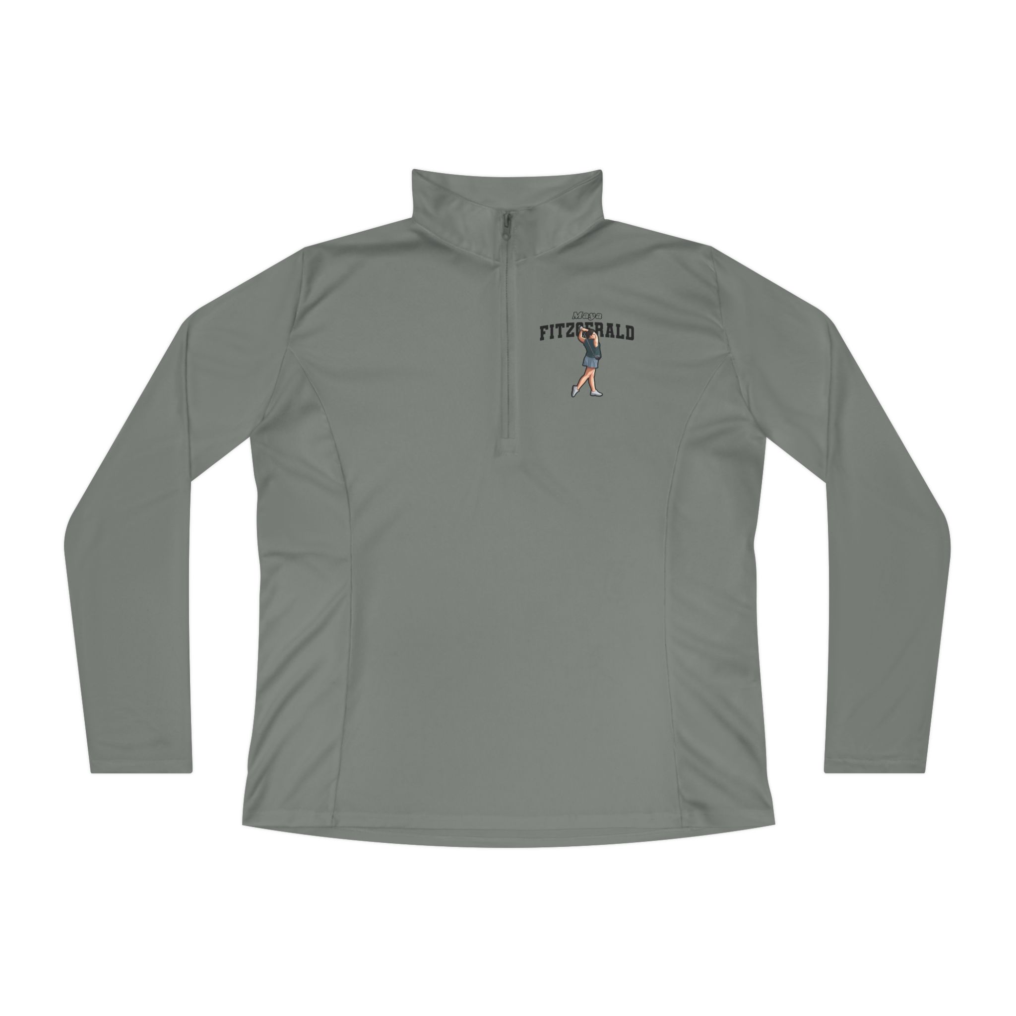 Women's Q-Zip Pullover — character_name_arch in Grey