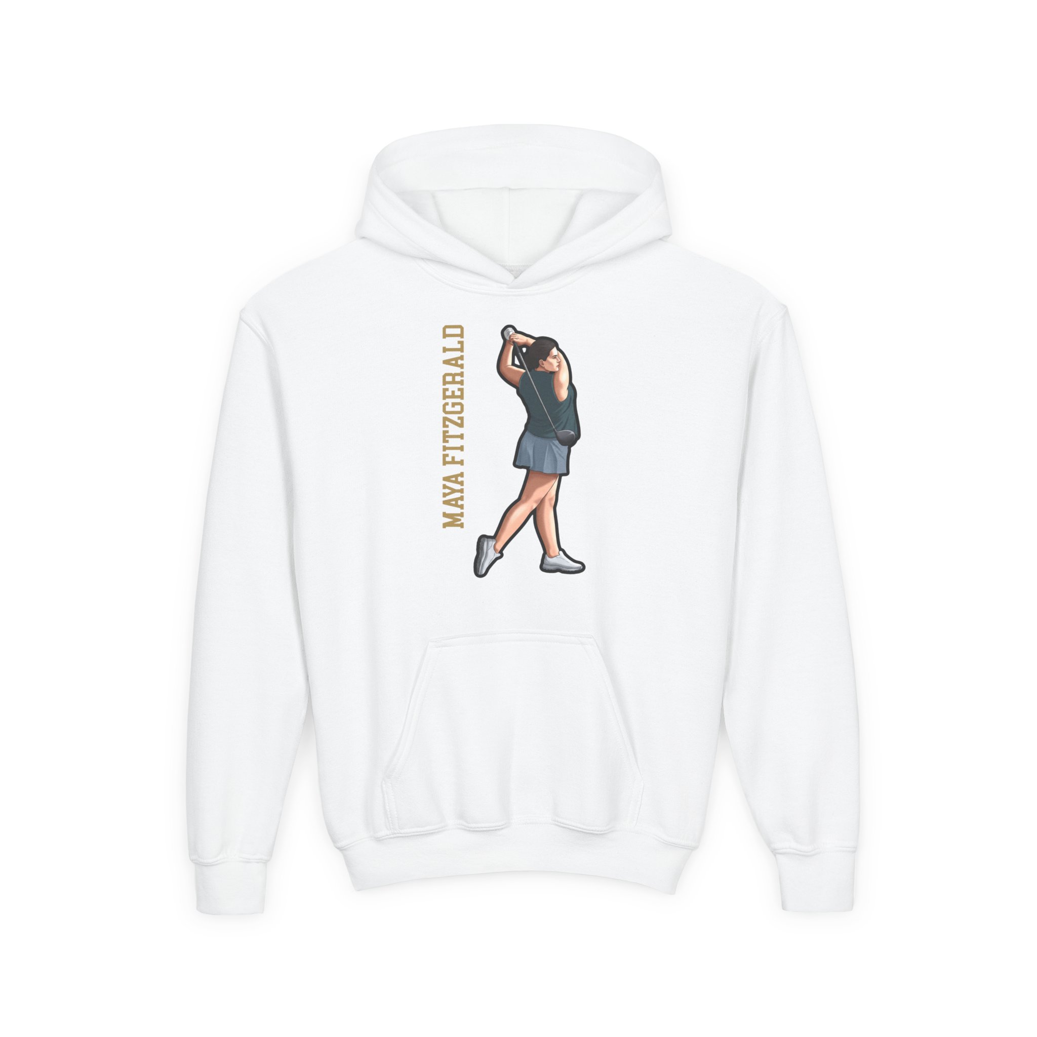 Youth Hoodie — character_name_vertical in White