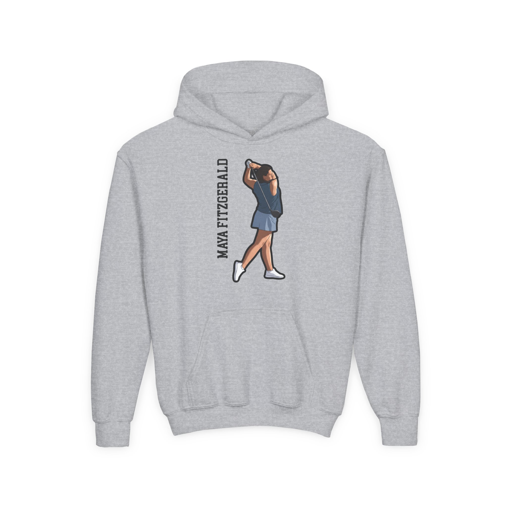 Youth Hoodie — character_name_vertical in Grey