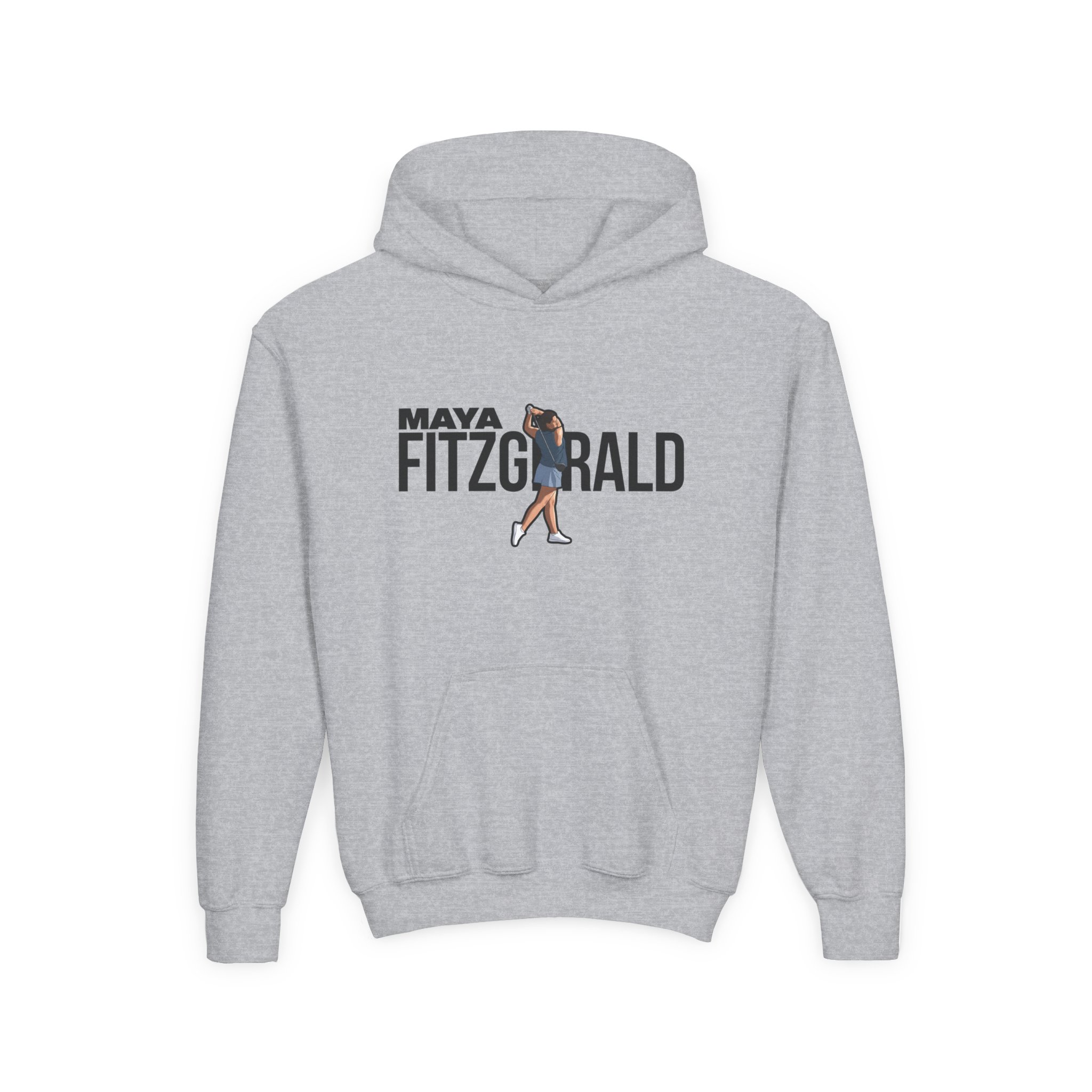Youth Hoodie — character_player_name in Grey