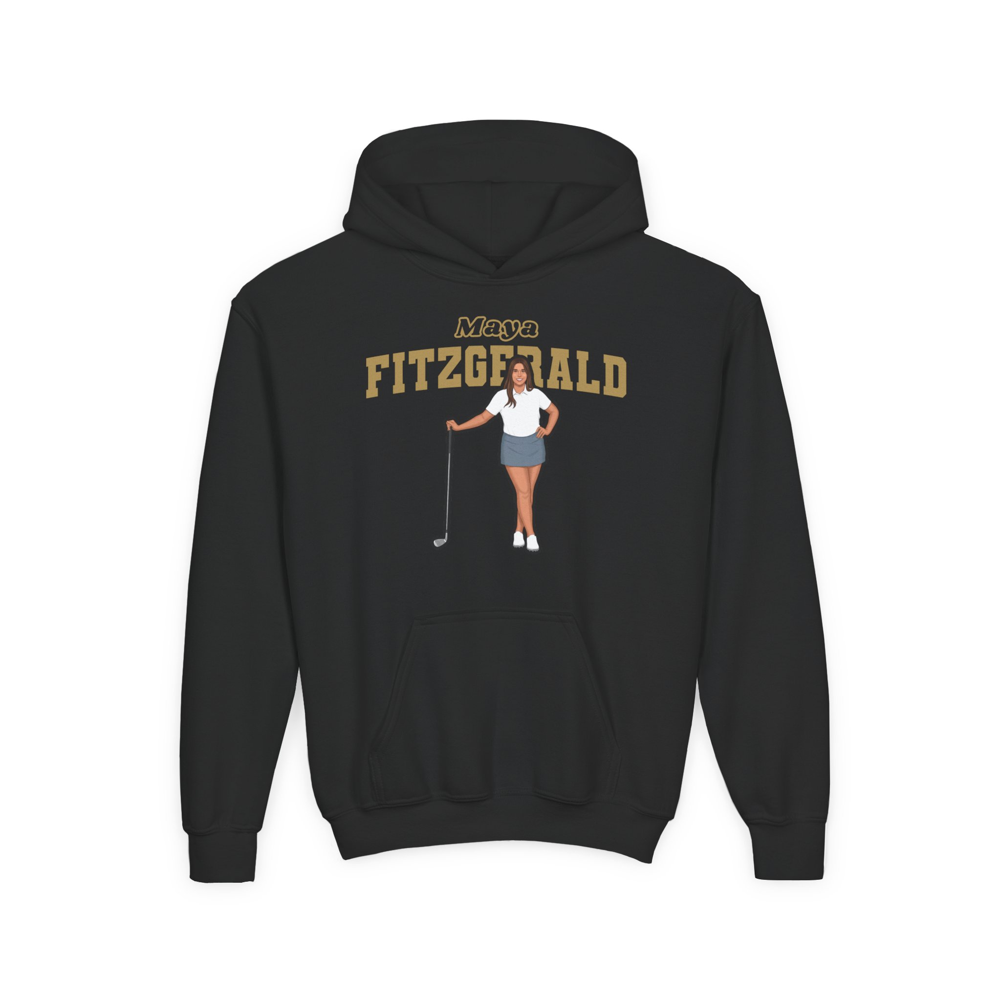 Youth Hoodie — character_name_arch in Black