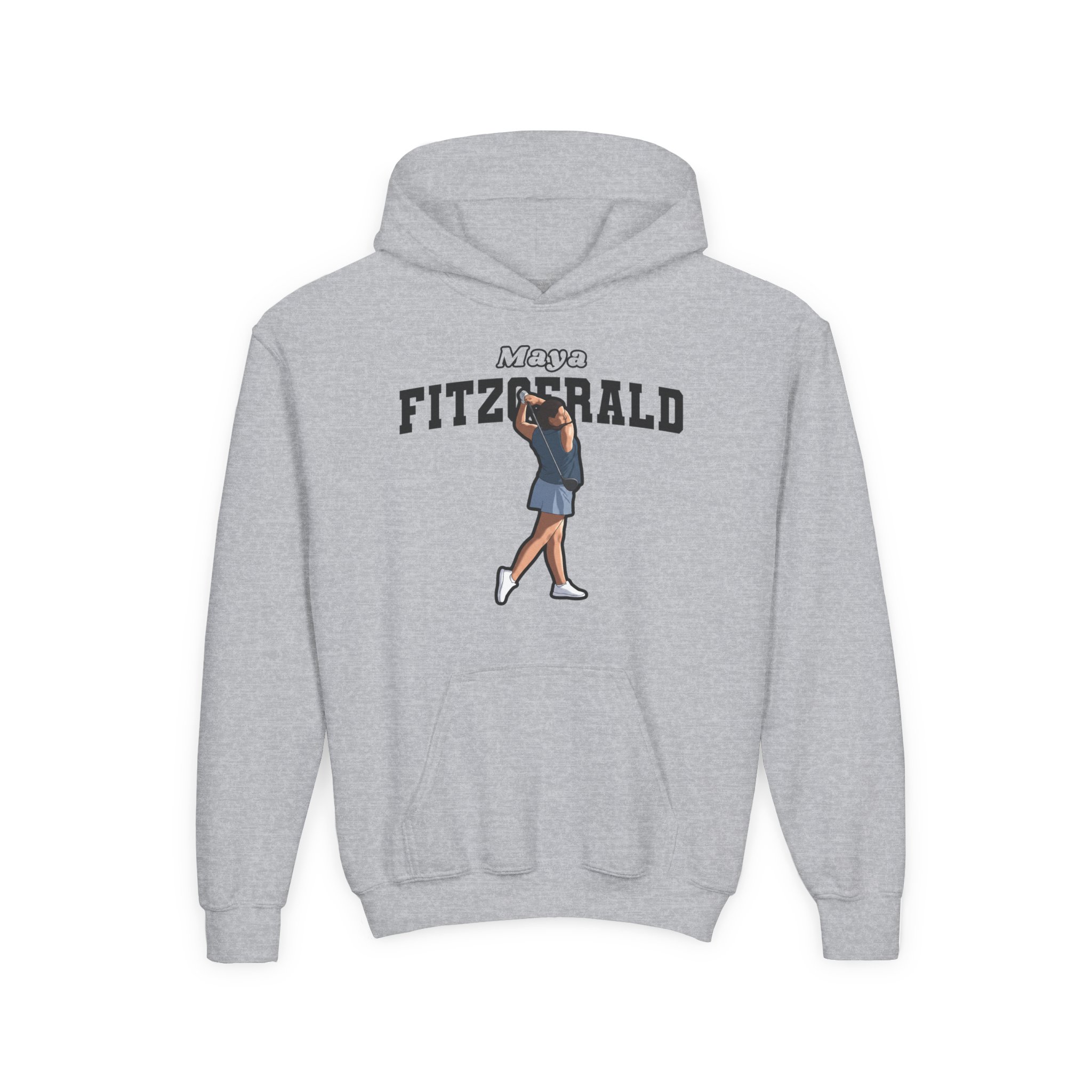 Youth Hoodie — character_name_arch in Grey