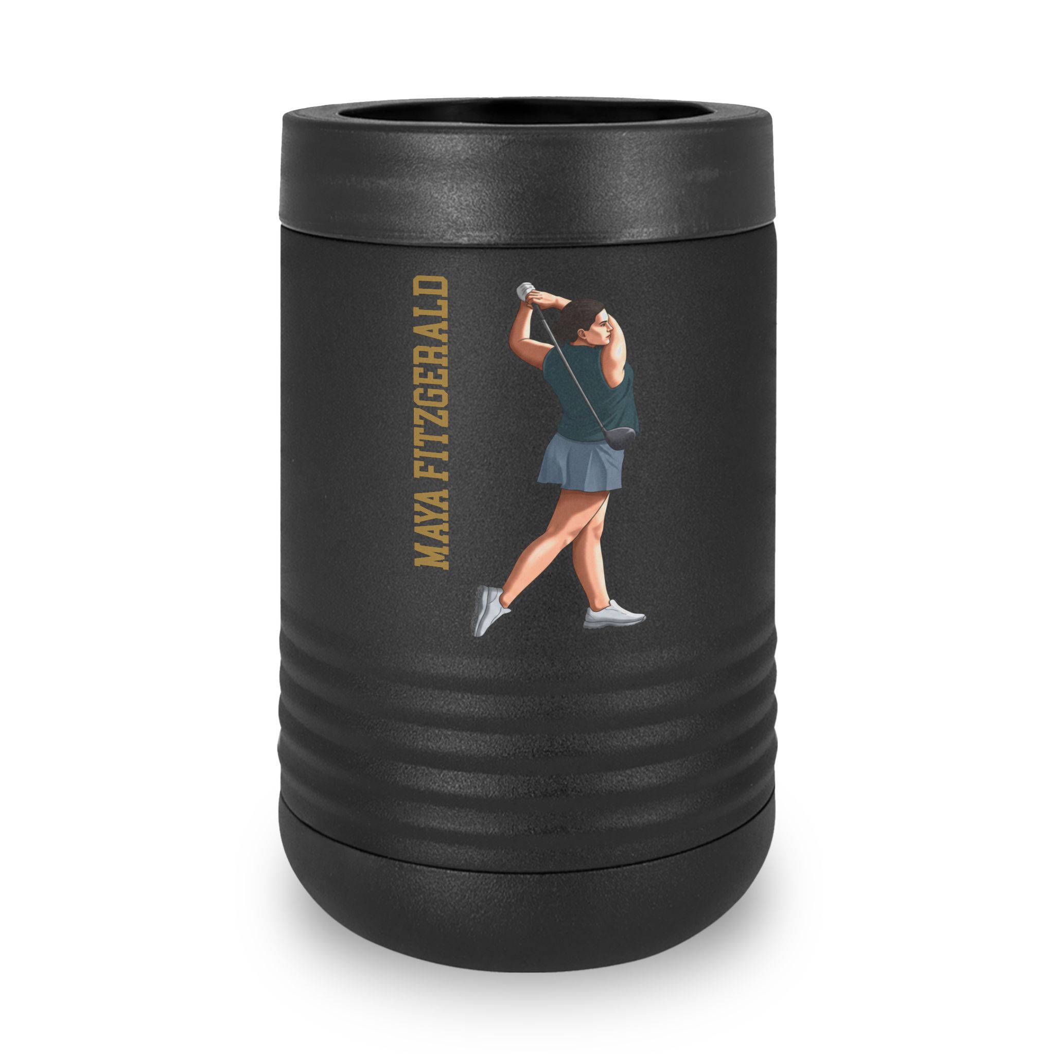 Stainless Can Cooler — character_name_vertical in Black