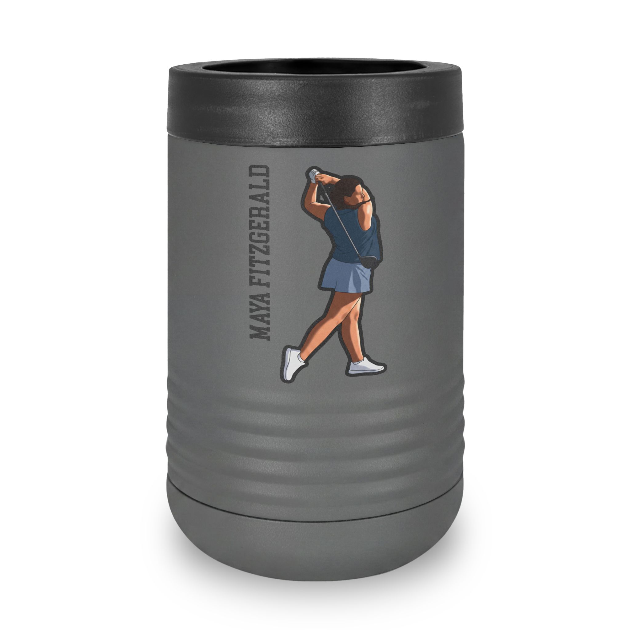 Stainless Can Cooler — character_name_vertical in Grey
