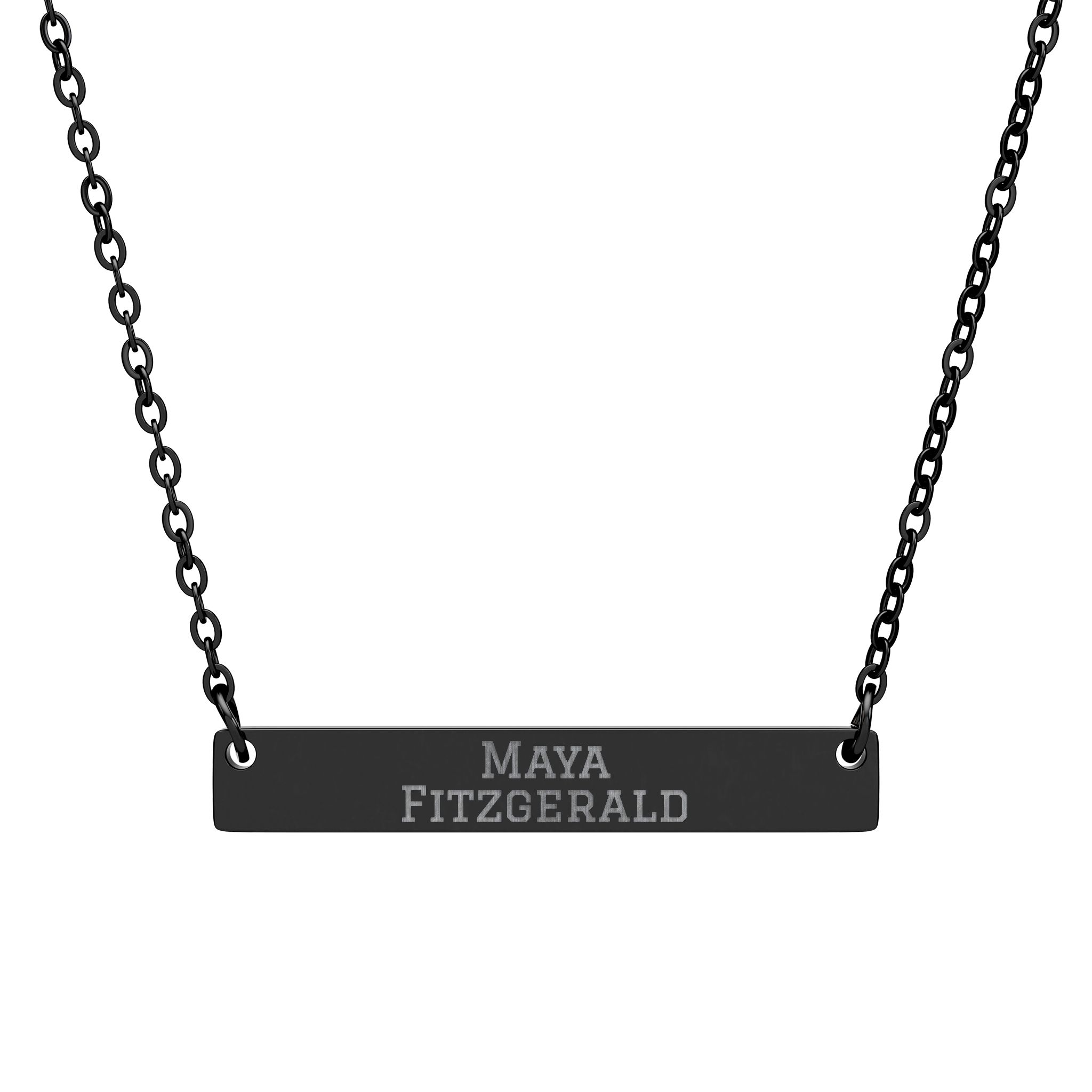 Engraved Bar Necklace — Classic in Black