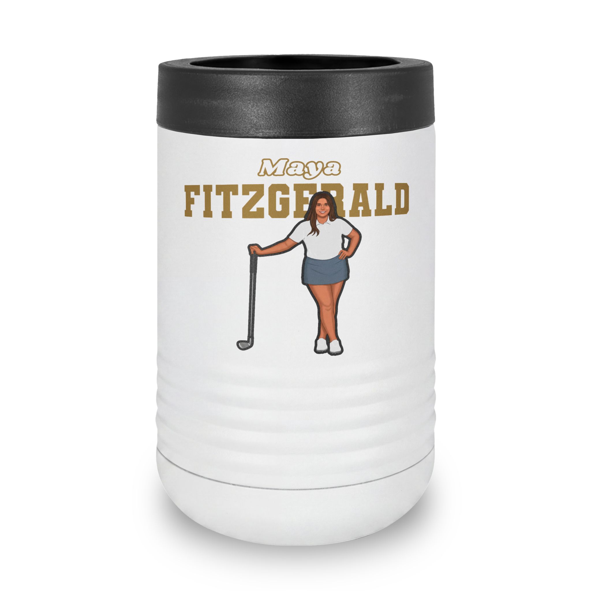 Stainless Can Cooler — character_name_arch in White