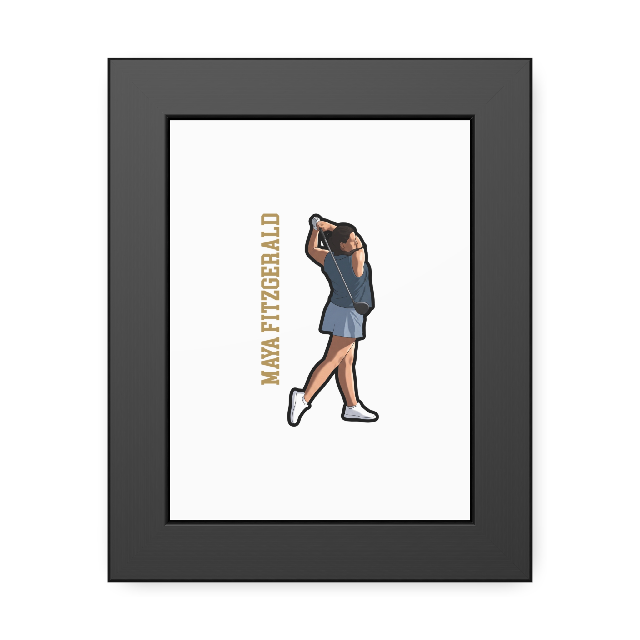 Framed Poster — character_name_vertical in Black