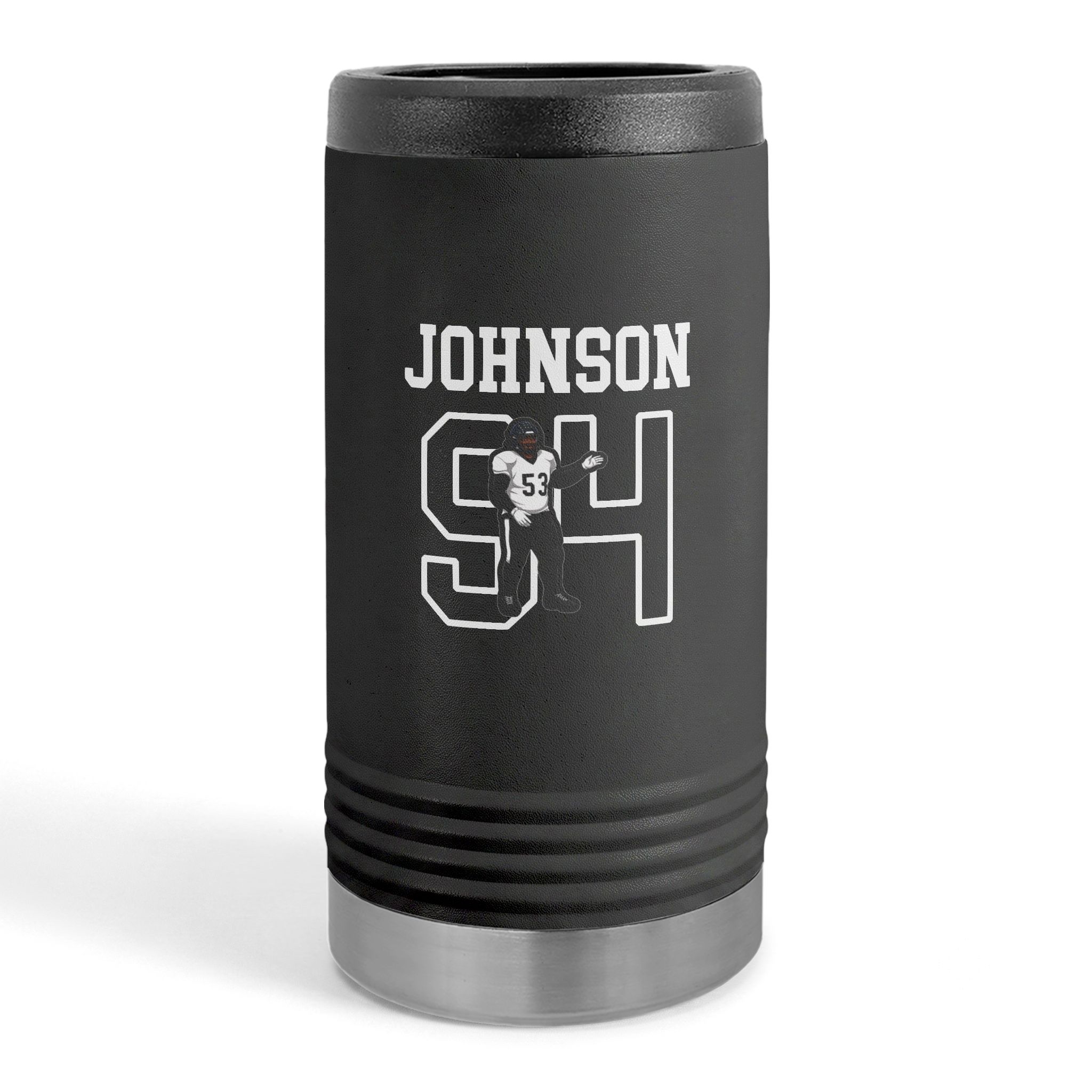 Slim Stainless Can Cooler — character_shirsey in Black