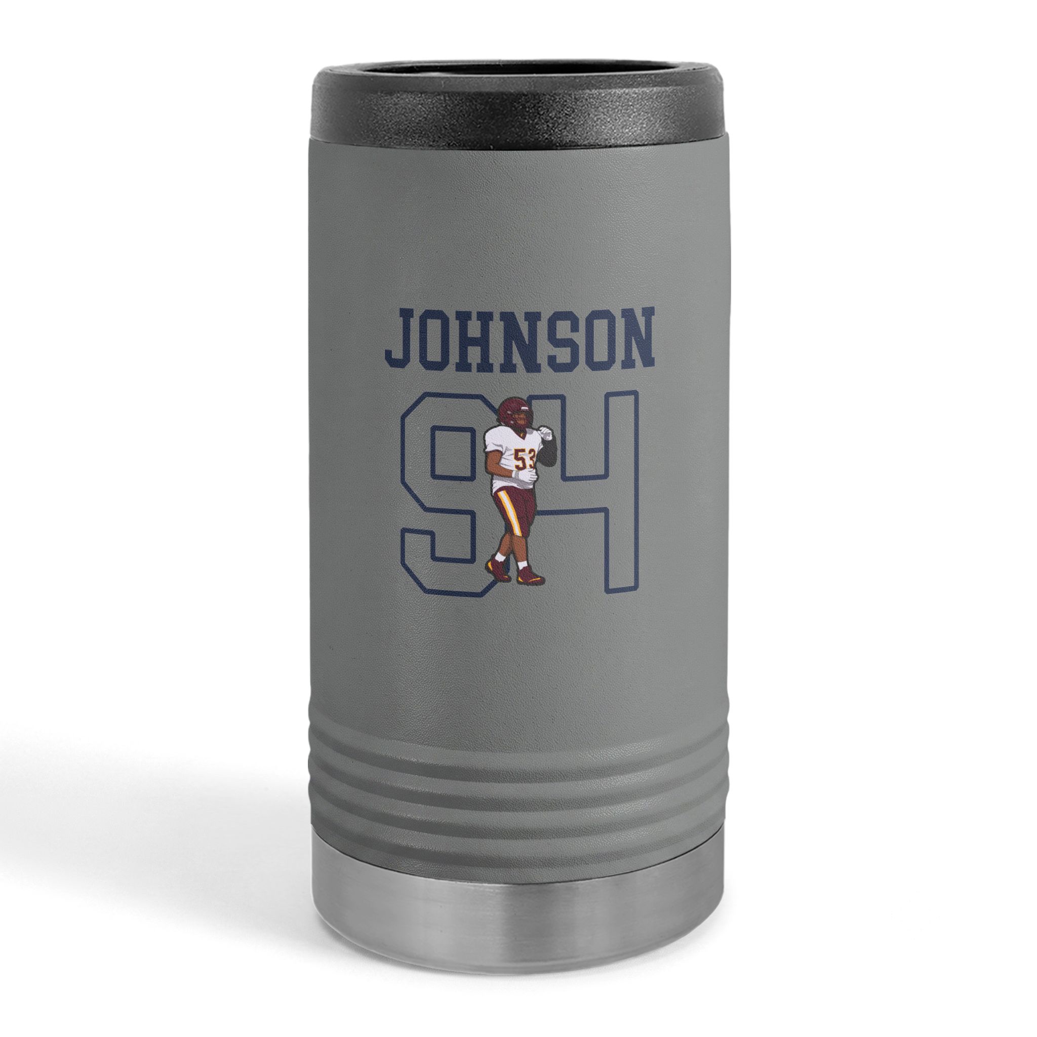 Slim Stainless Can Cooler — character_shirsey in Grey
