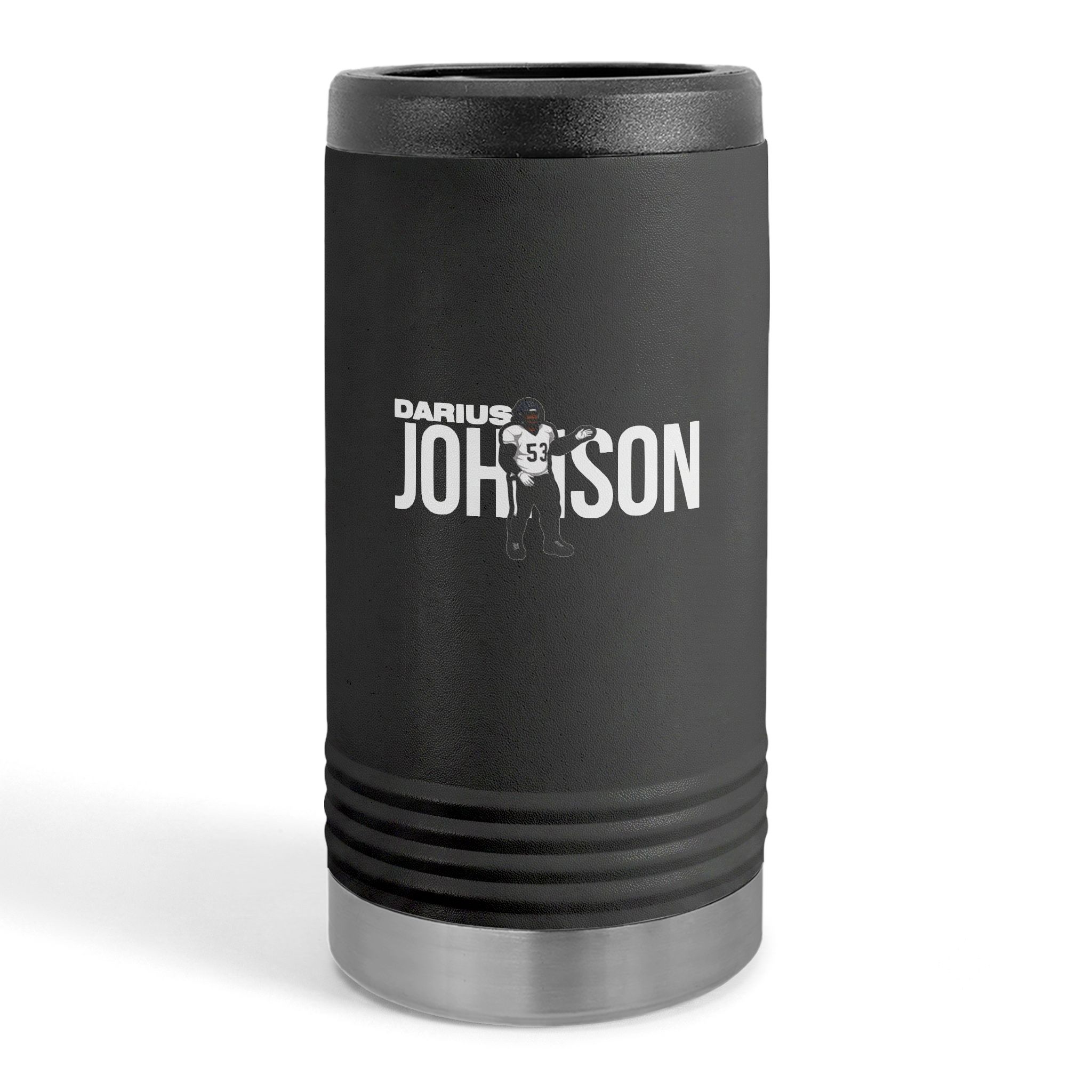 Slim Stainless Can Cooler — character_player_name in Black