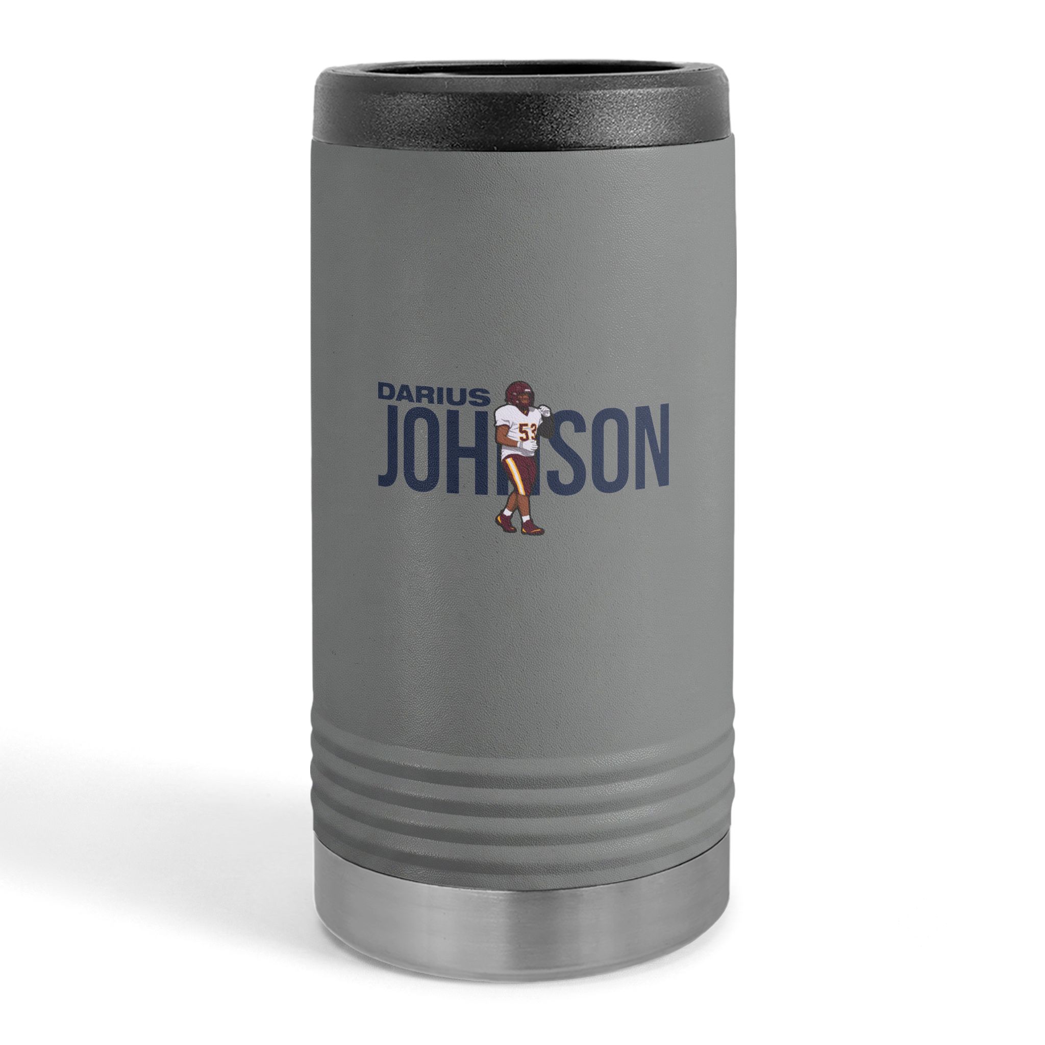 Slim Stainless Can Cooler — character_player_name in Grey