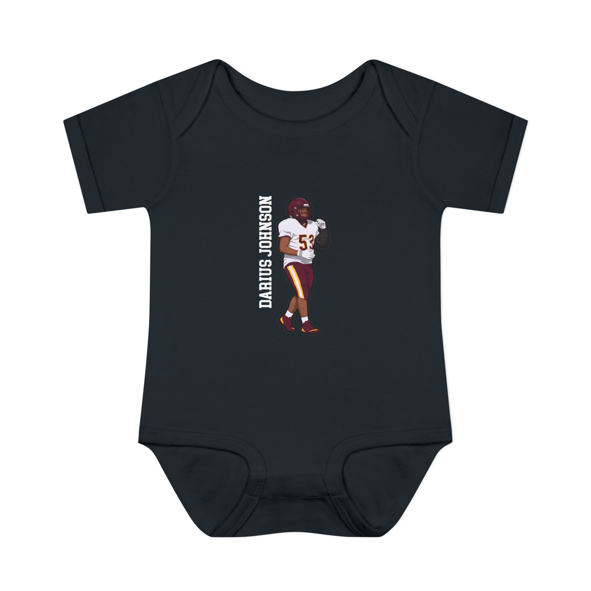 Baby Onesie — character_name_vertical in Black