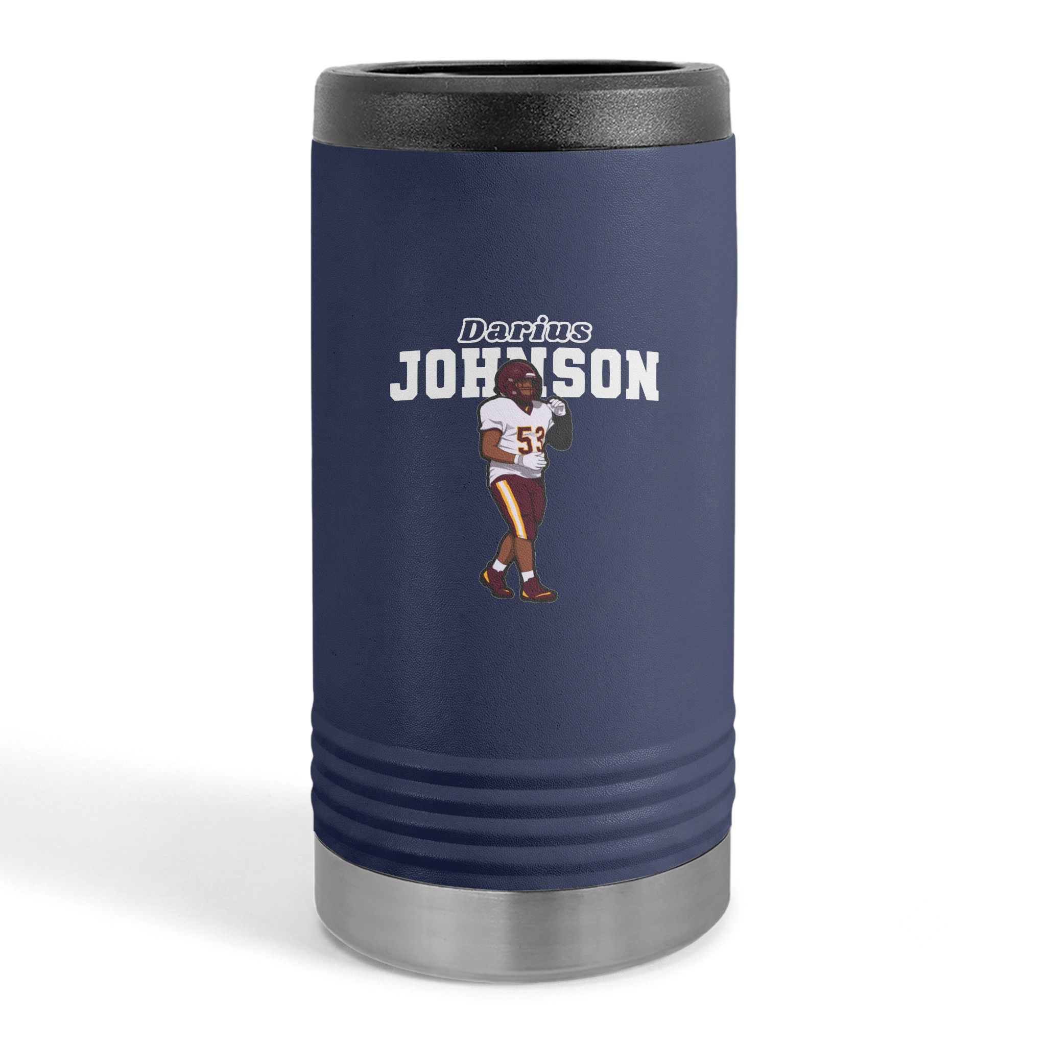 Slim Stainless Can Cooler — character_name_arch in Navy