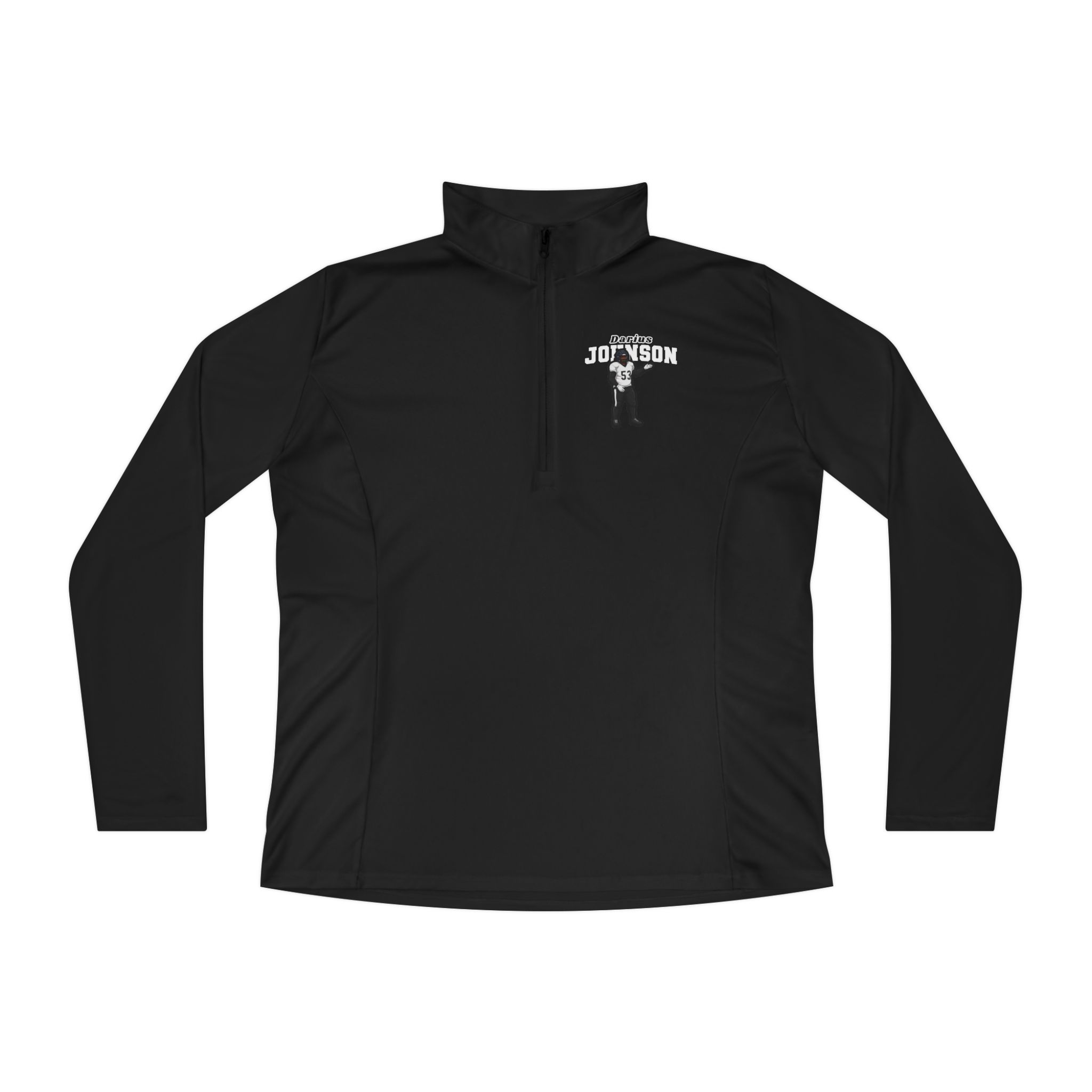 Women's Q-Zip Pullover — character_name_arch in Black