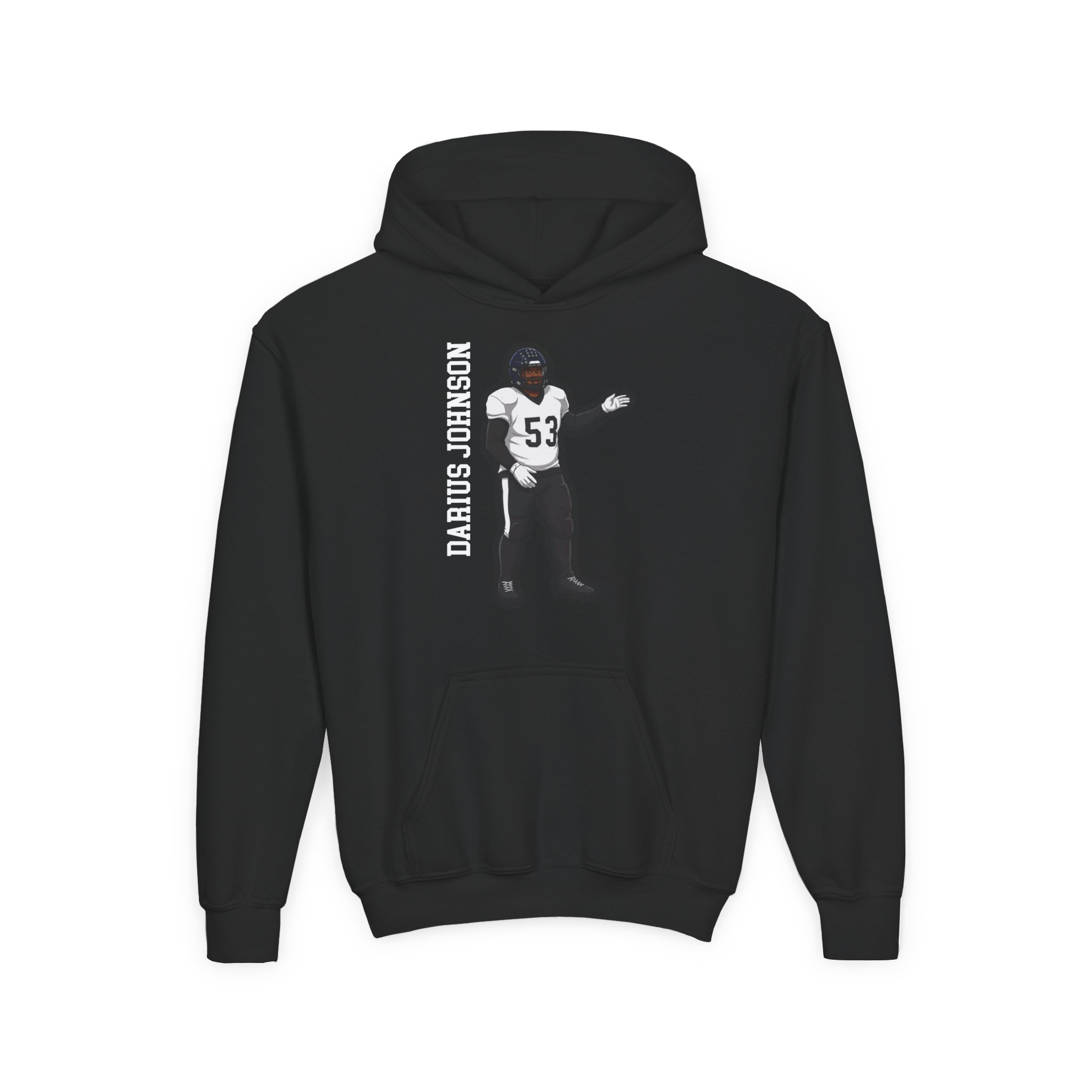 Youth Hoodie — character_name_vertical in Black