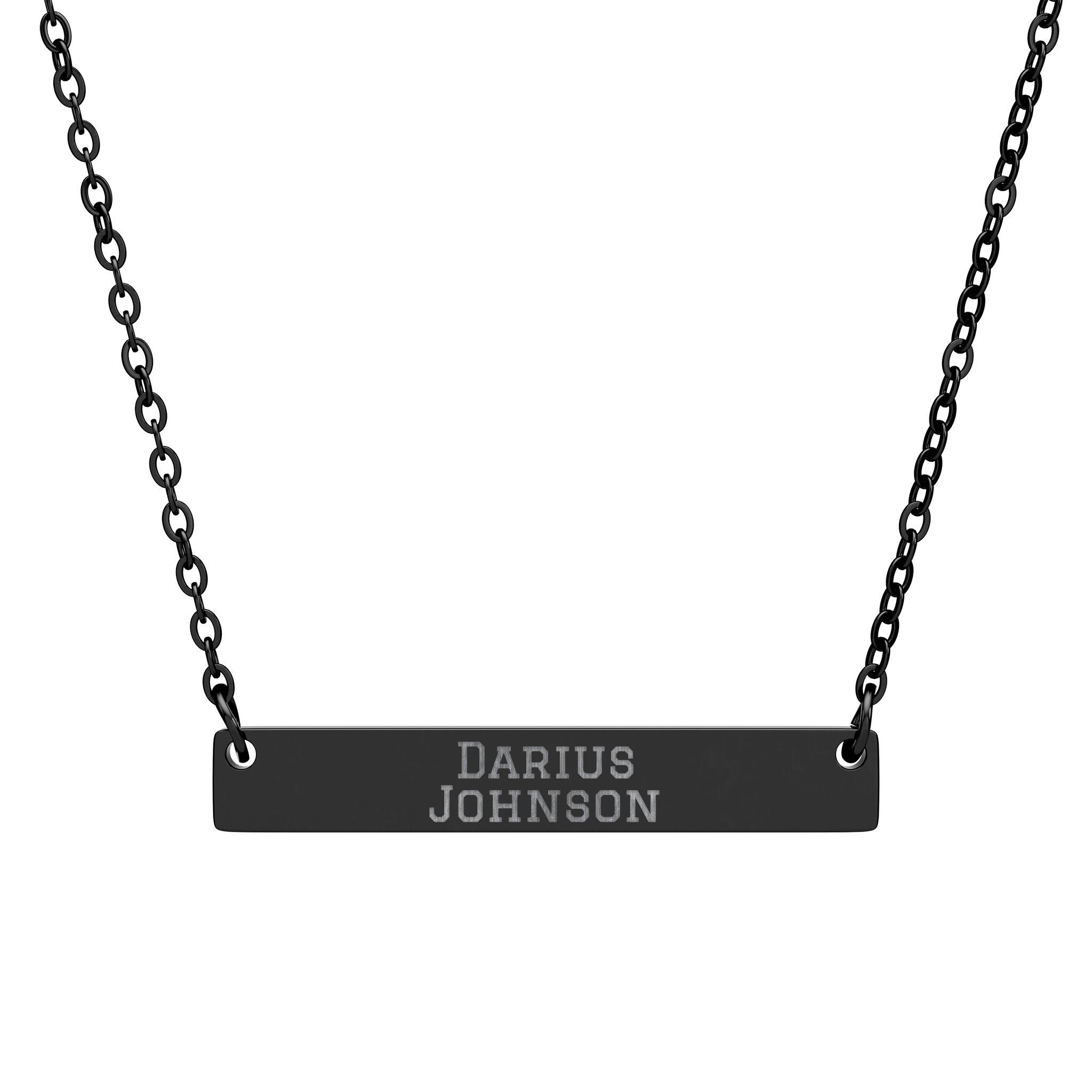Engraved Bar Necklace — Classic in Black