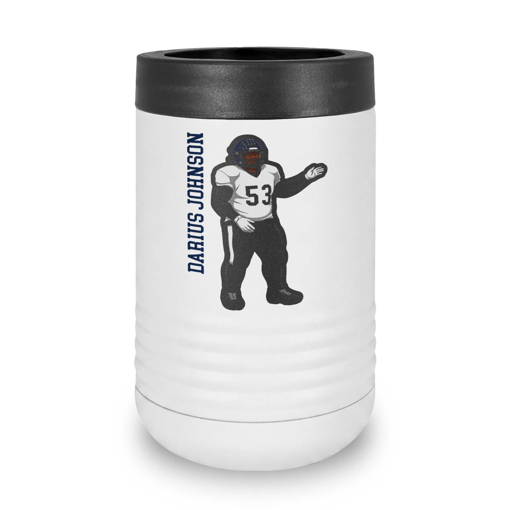 Stainless Can Cooler — character_name_vertical in White