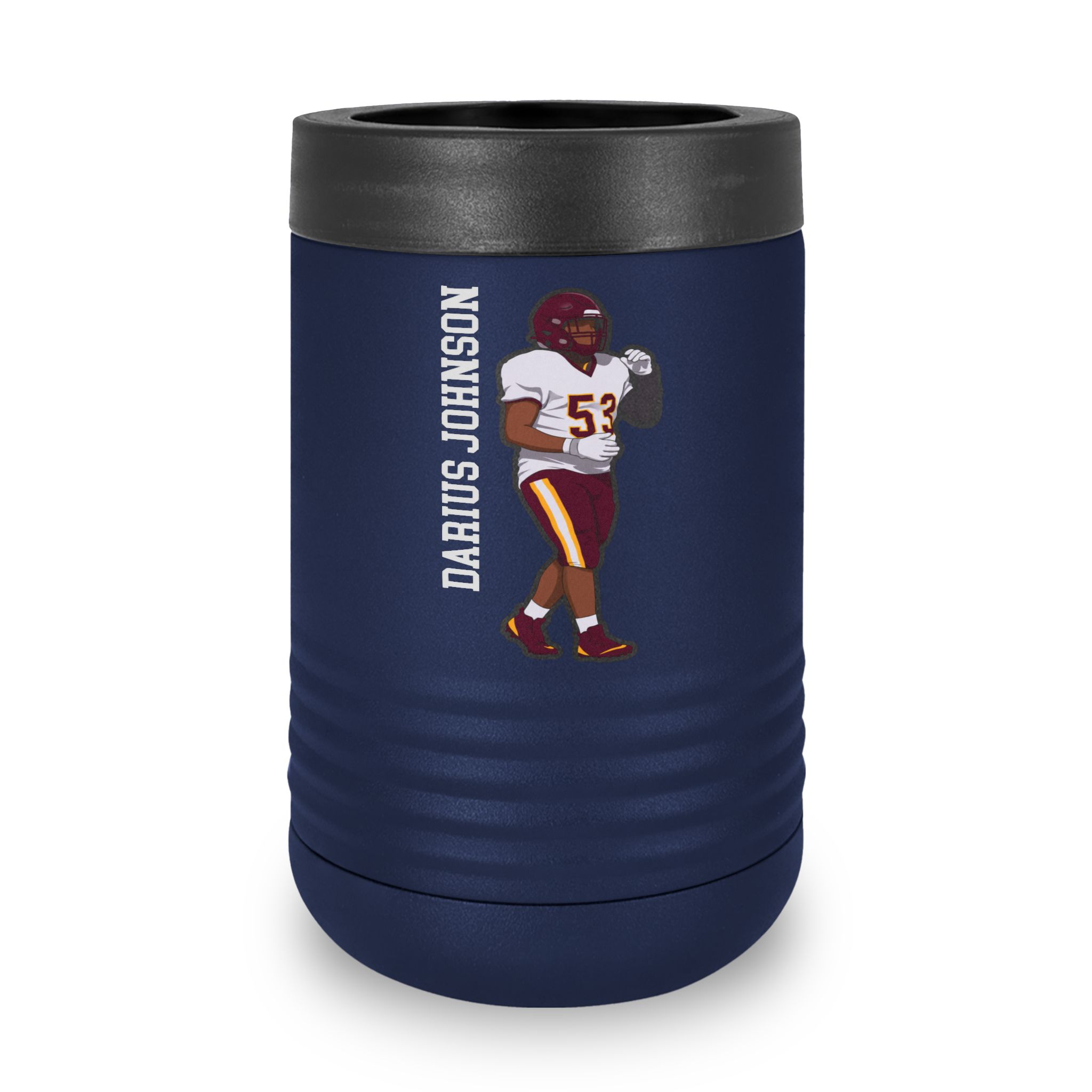 Stainless Can Cooler — character_name_vertical in Navy