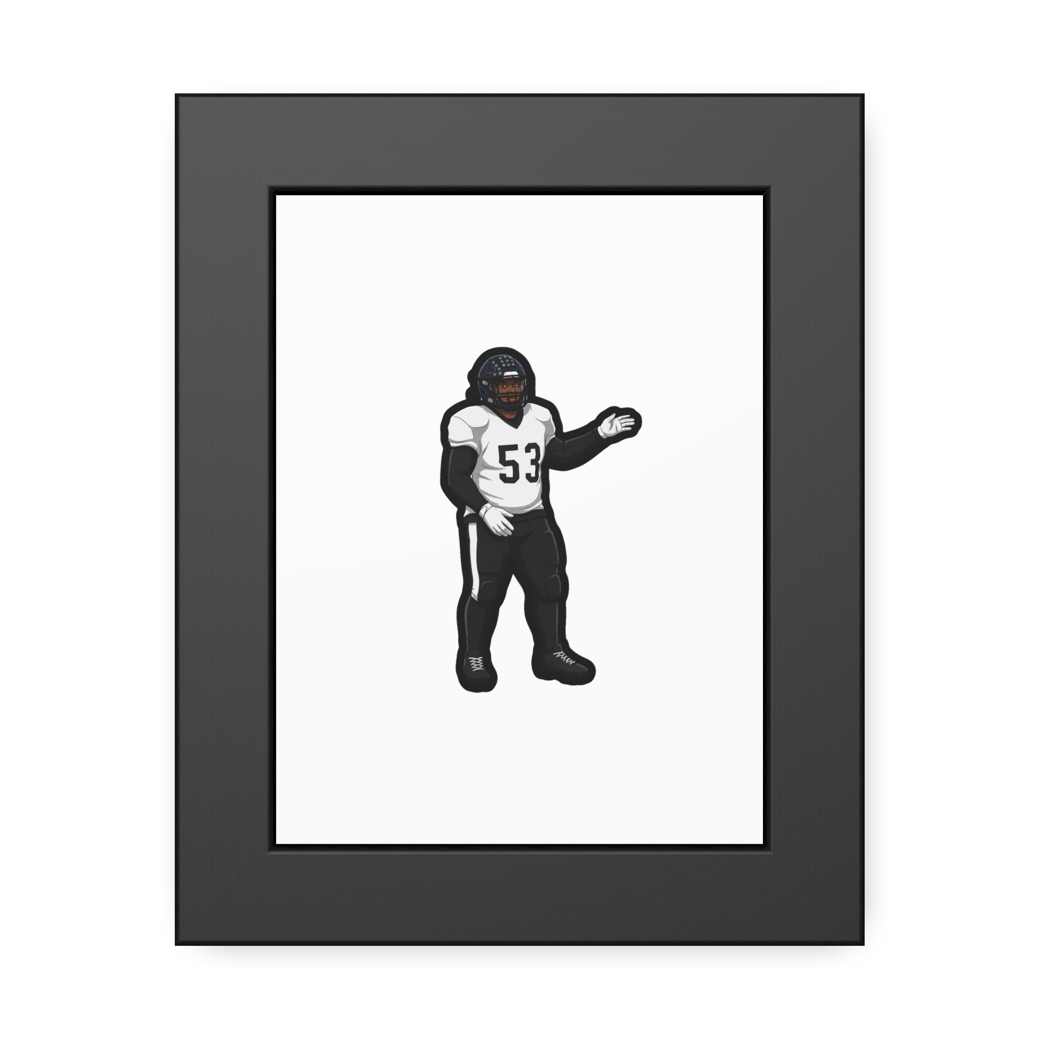 Framed Poster — character_name_vertical in Black