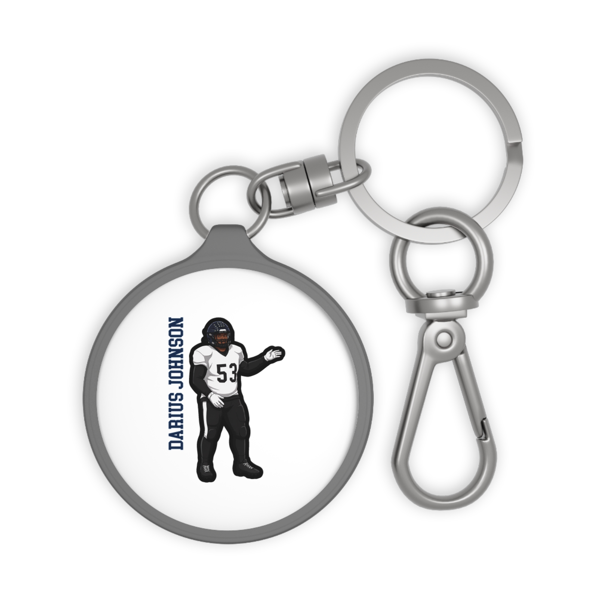 Keychain — character_name_vertical in Grey