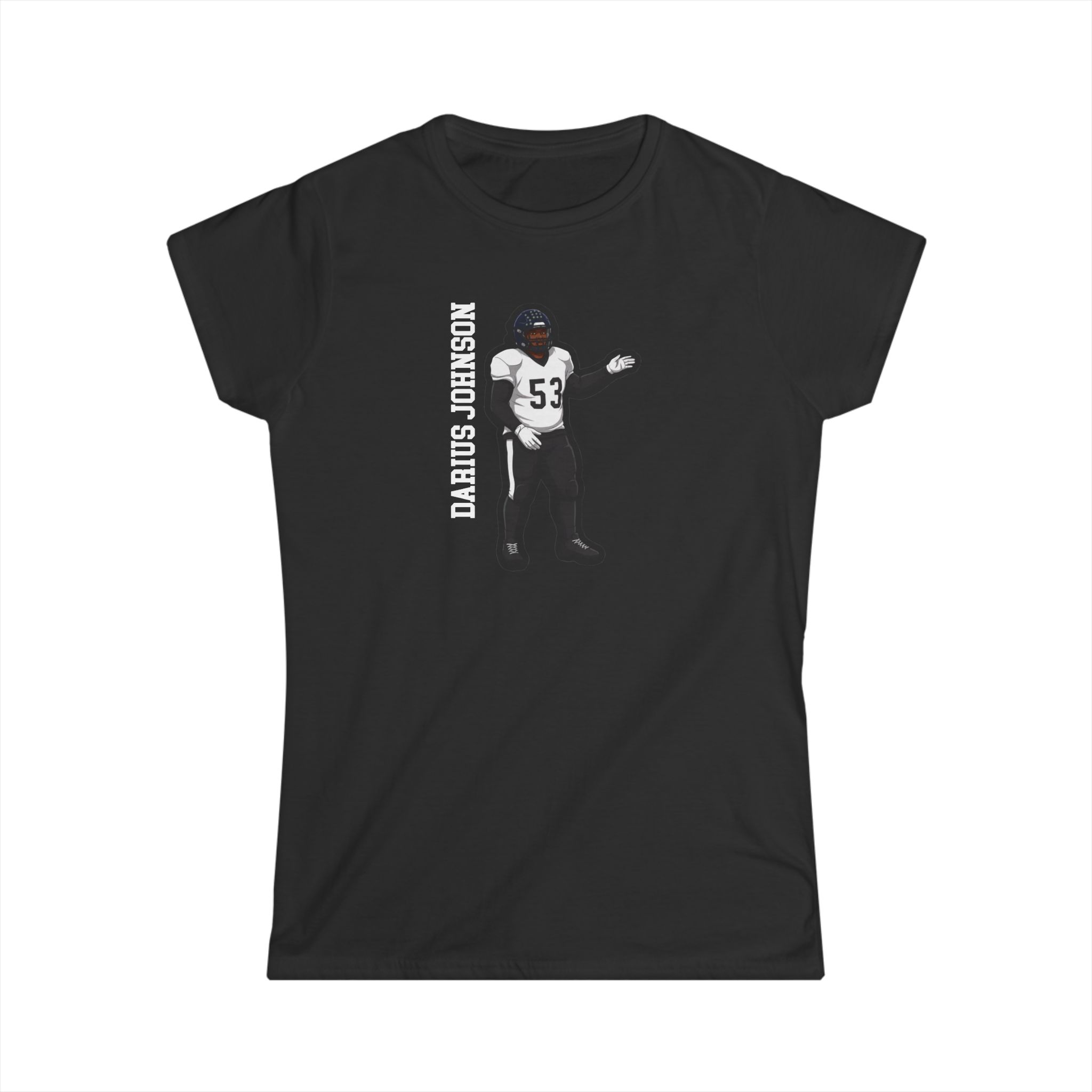 Women's Softstyle Tee — character_name_vertical in Black