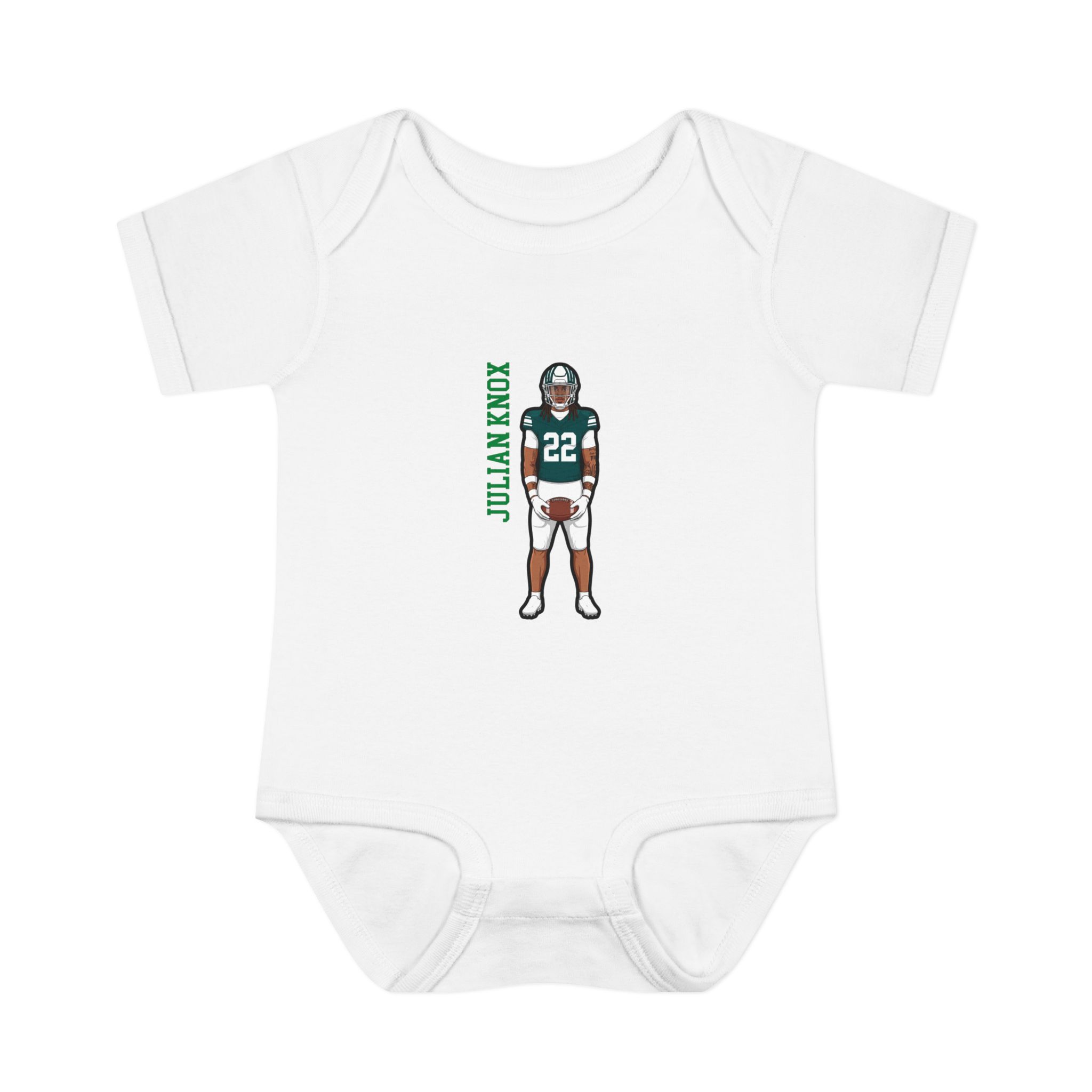 Baby Onesie — character_name_vertical in White