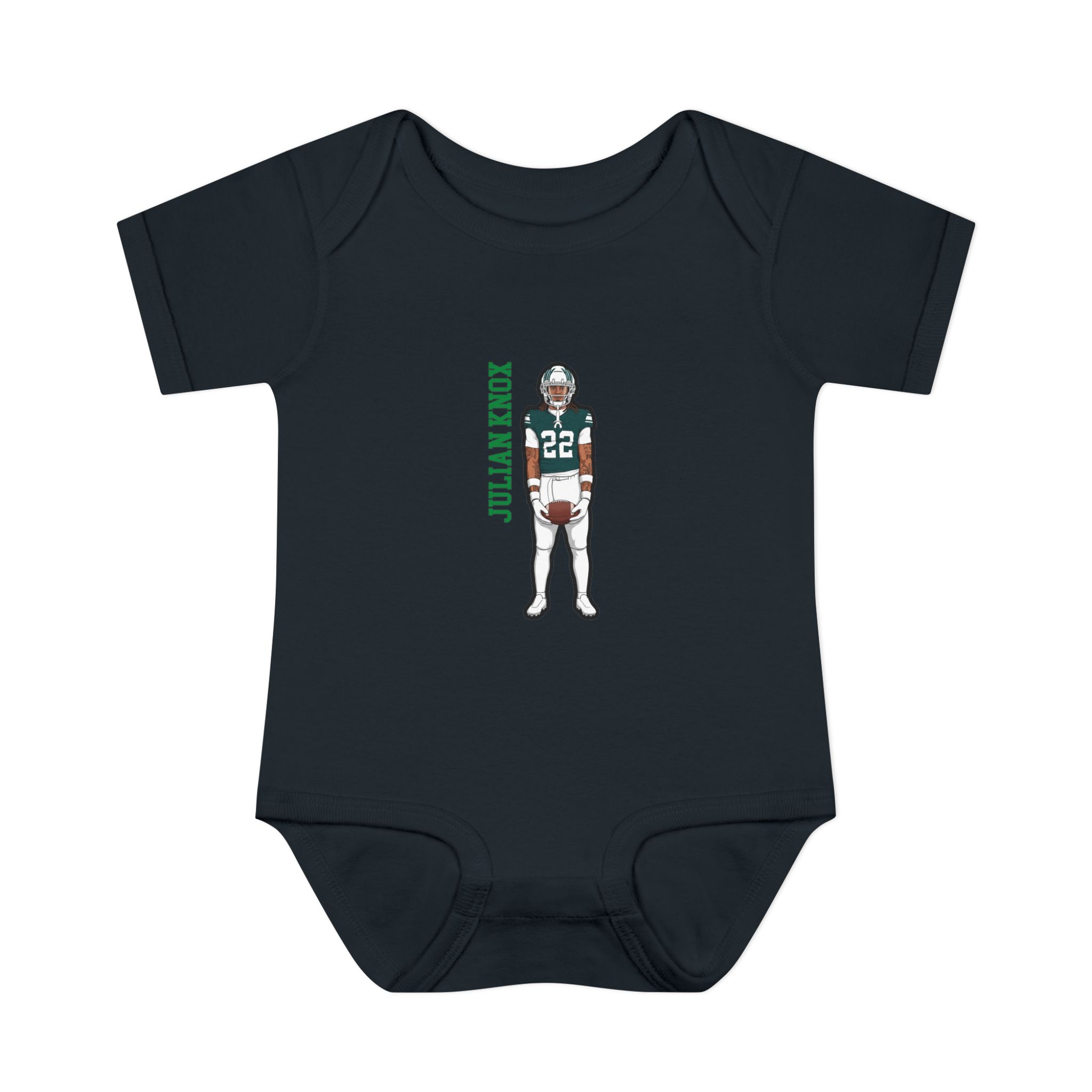 Baby Onesie — character_name_vertical in Black