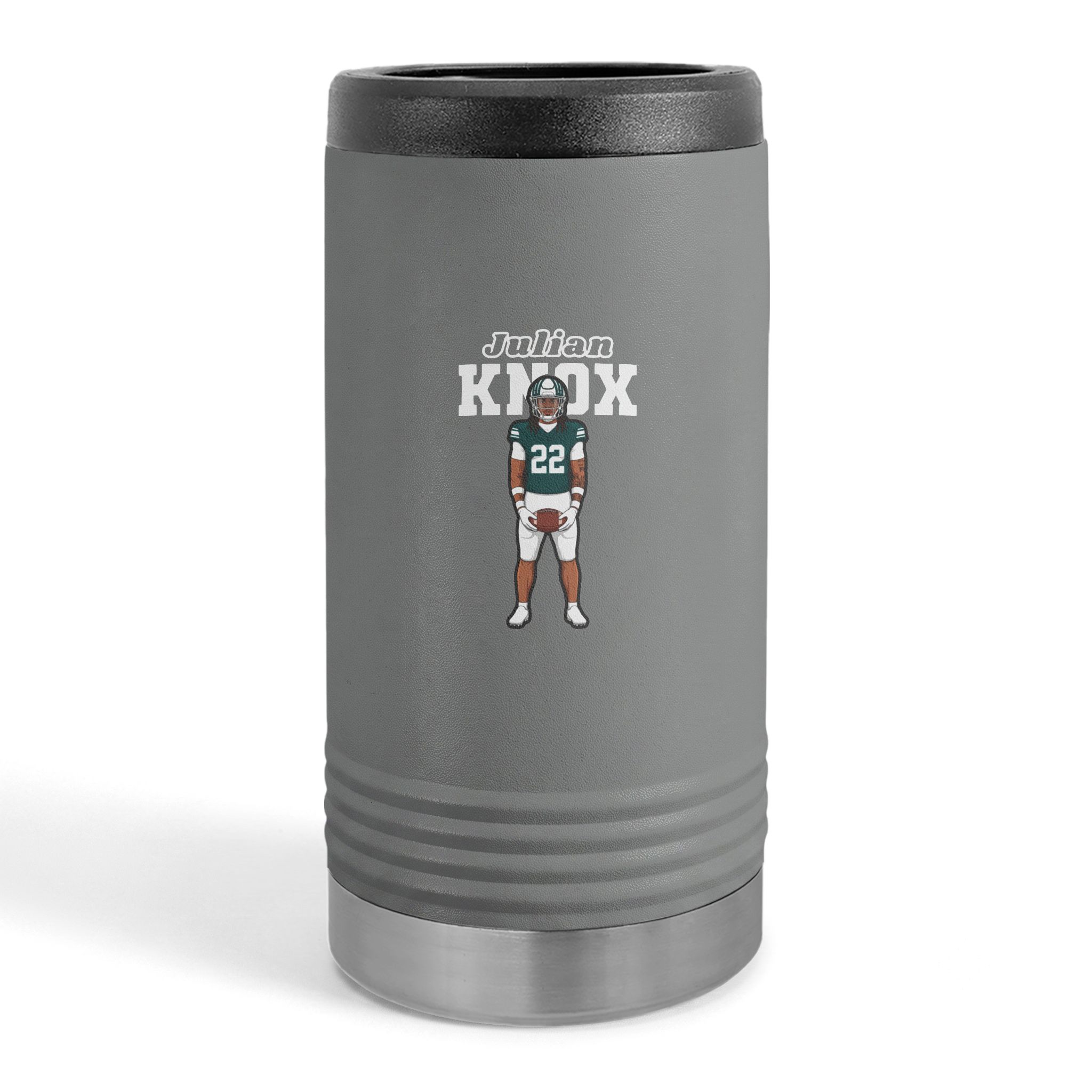 Slim Stainless Can Cooler — character_name_arch in Grey