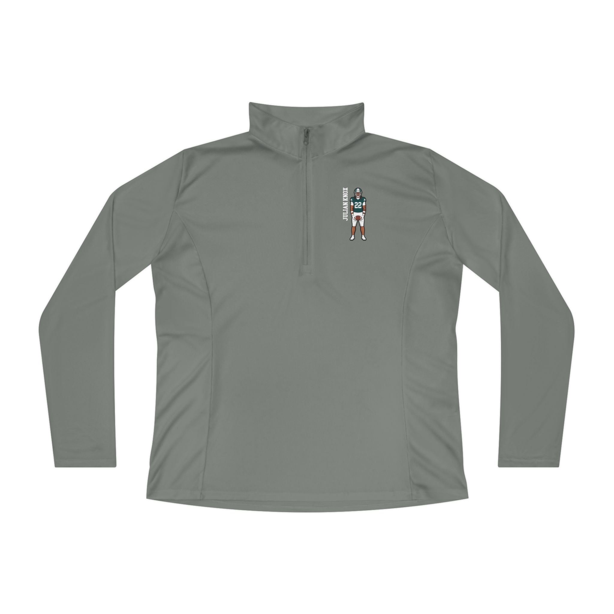 Women's Q-Zip Pullover — character_name_vertical in Grey