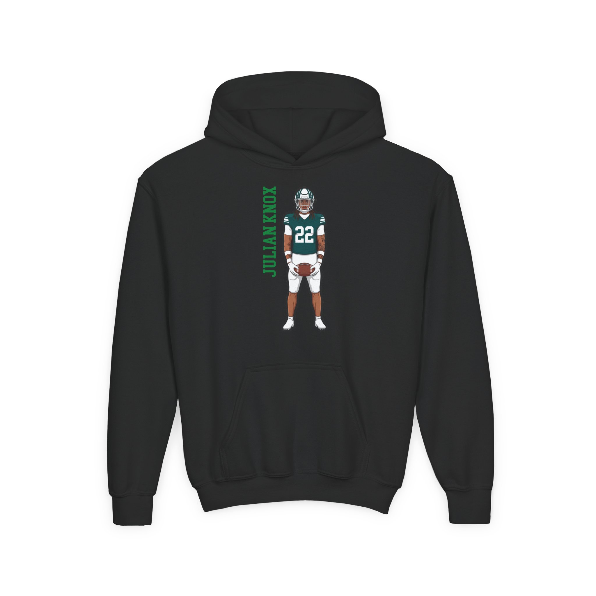 Youth Hoodie — character_name_vertical in Black
