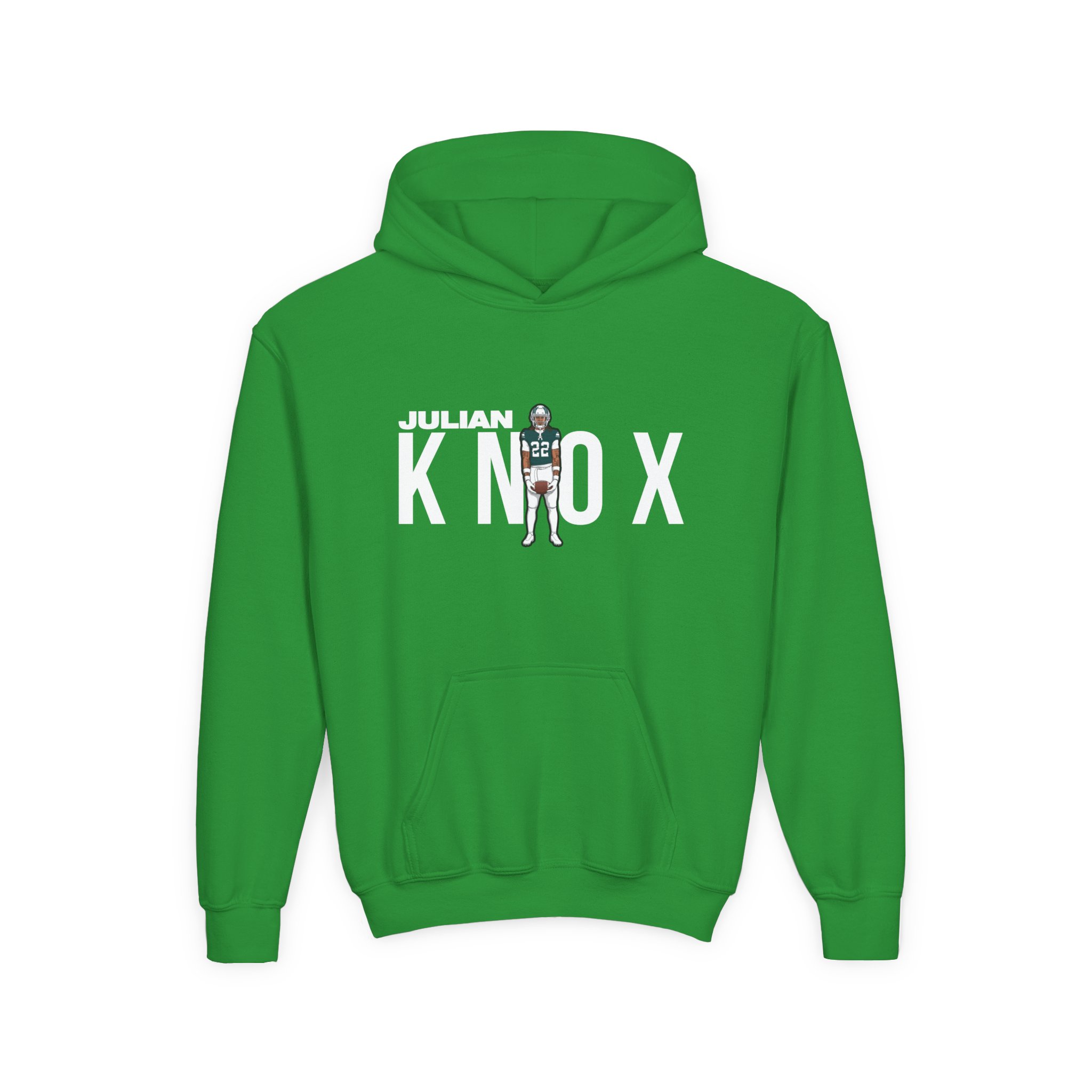 Youth Hoodie — character_player_name in Green