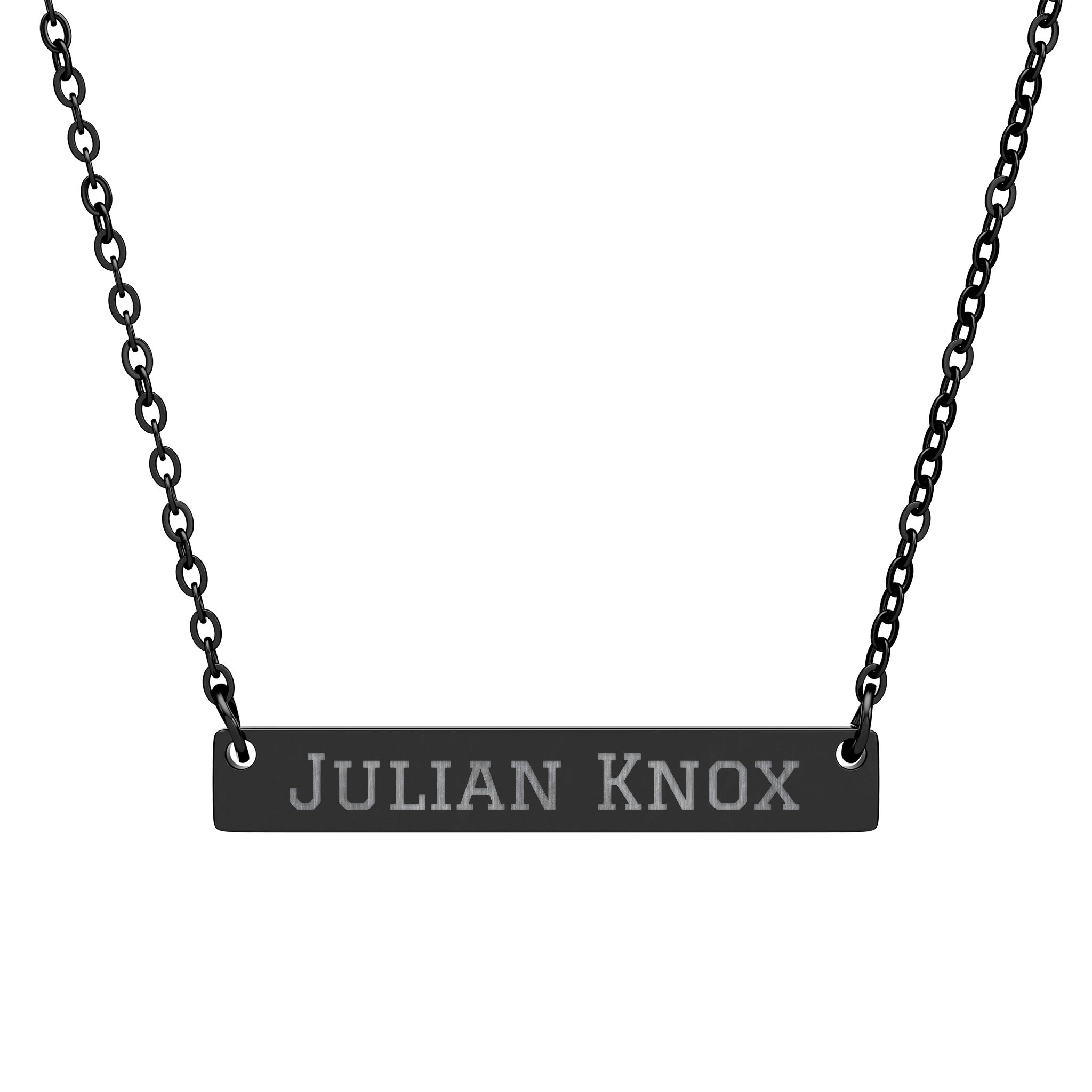 Engraved Bar Necklace — Classic in Black