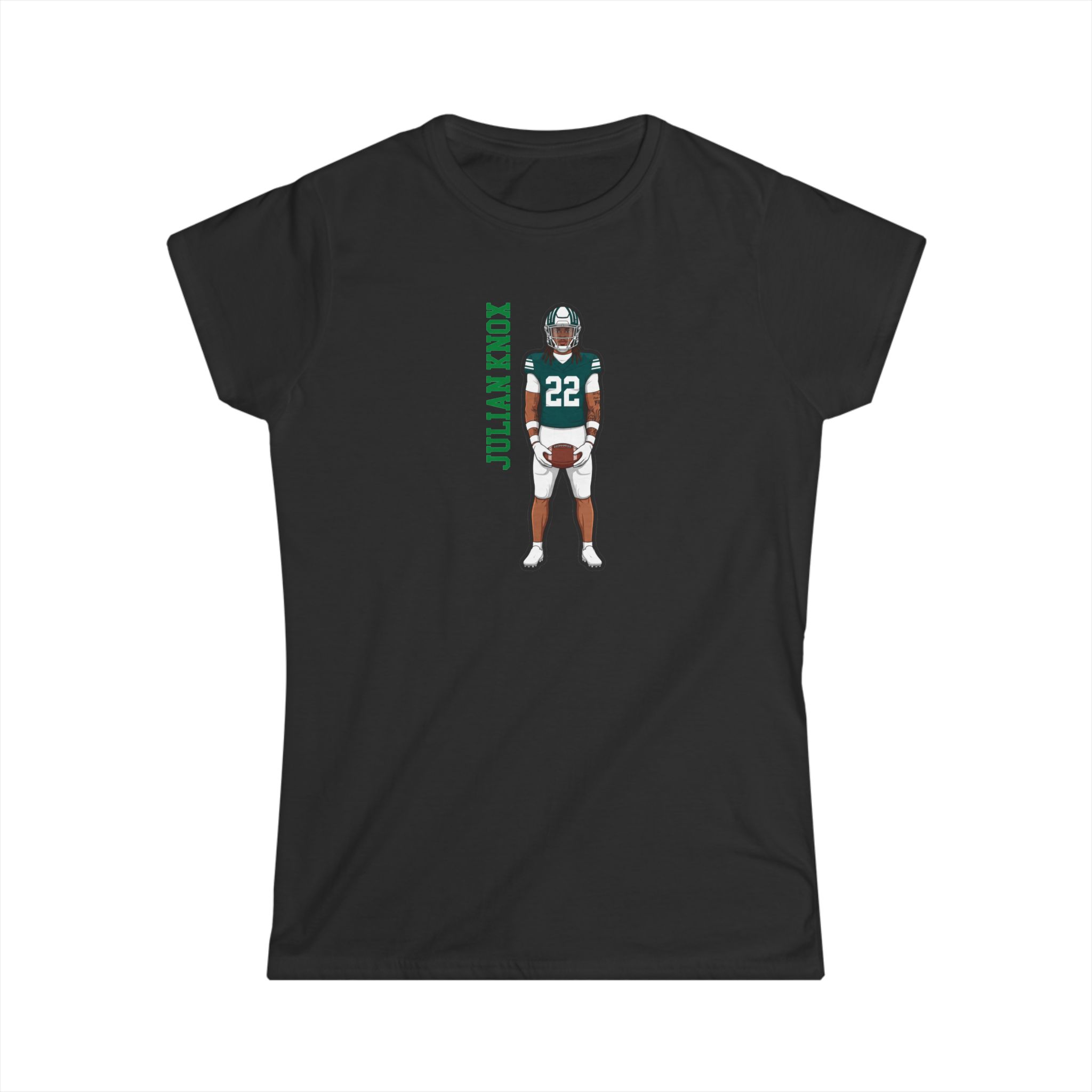 Women's Softstyle Tee — character_name_vertical in Black