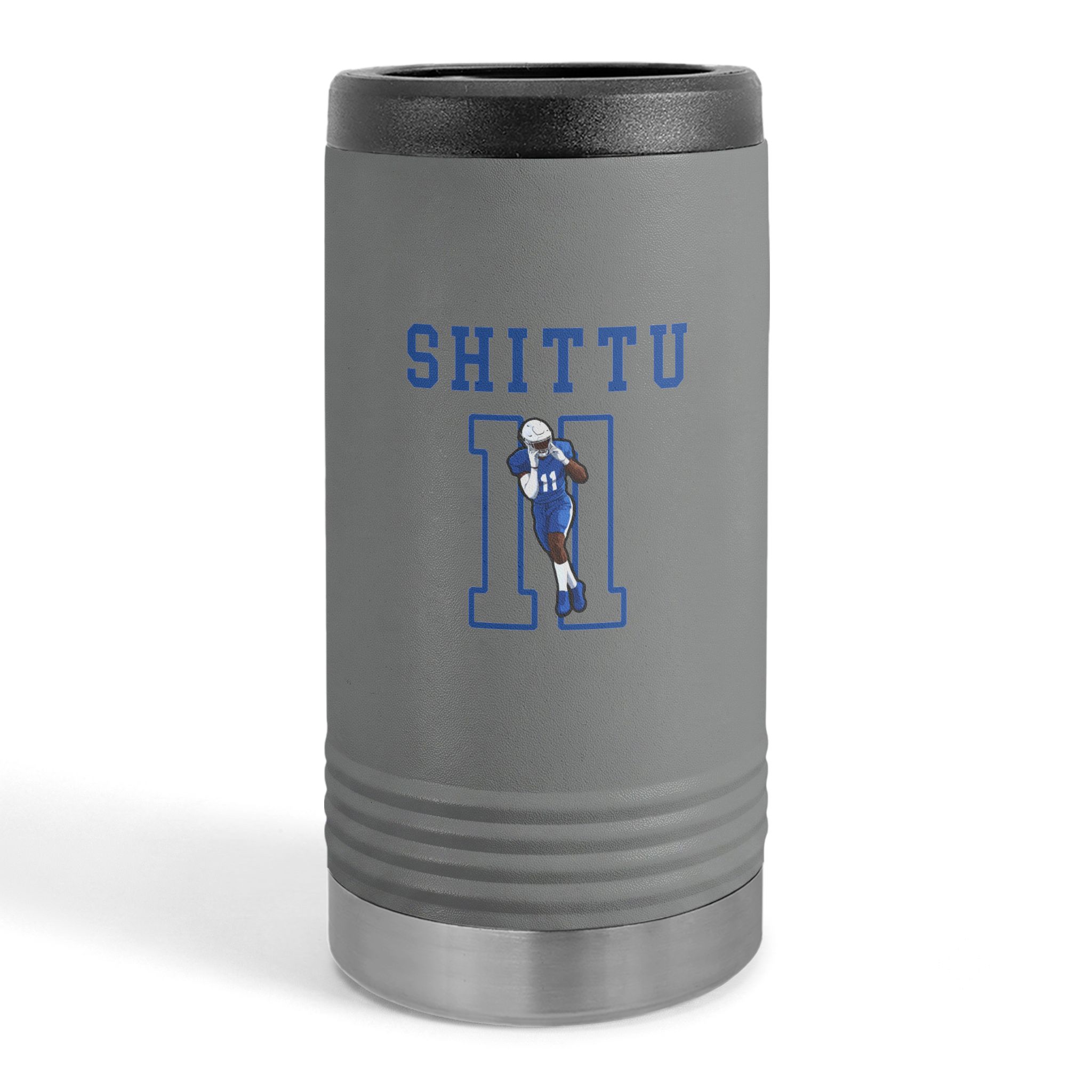 Slim Stainless Can Cooler — character_shirsey in Grey