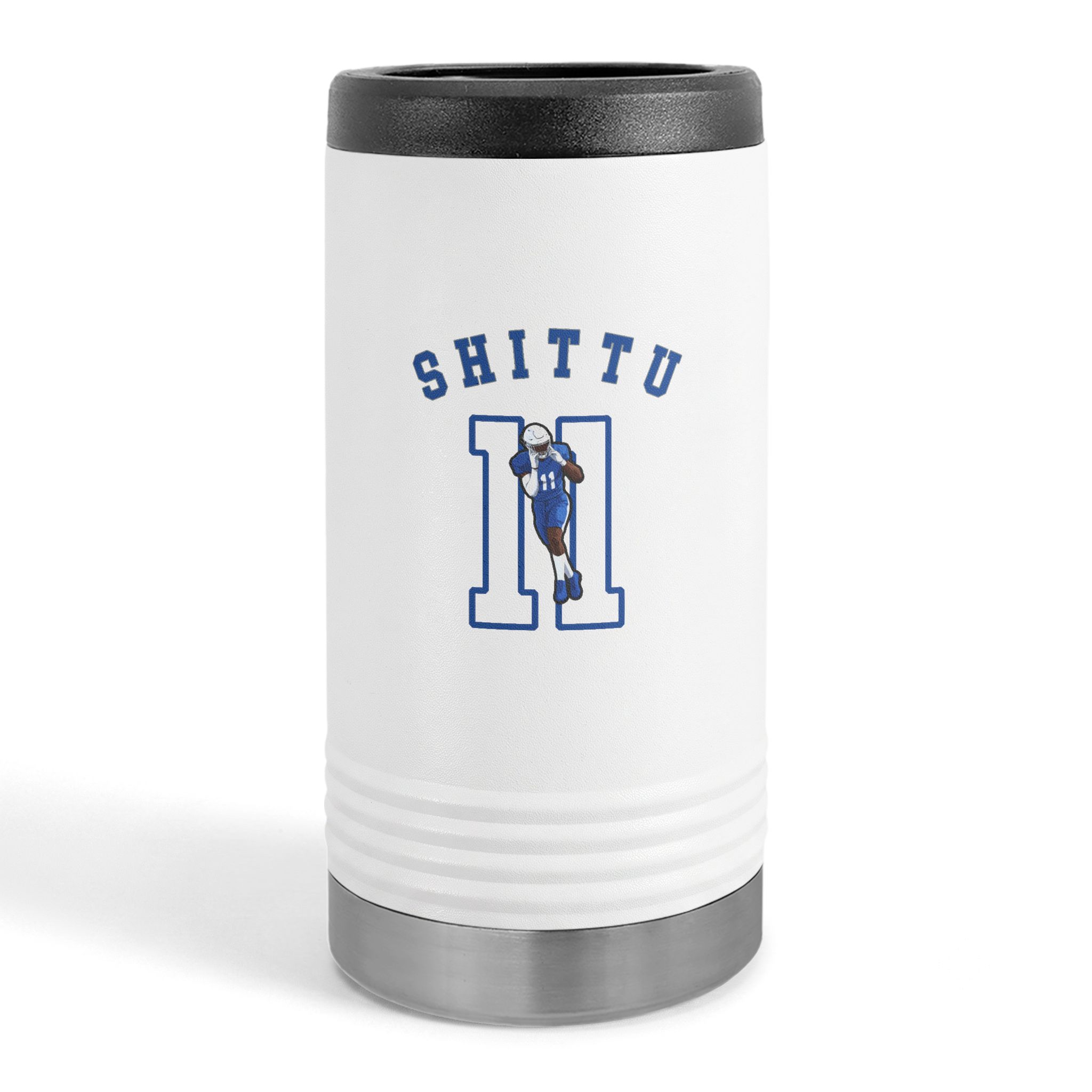Slim Stainless Can Cooler — character_shirsey_arch in White
