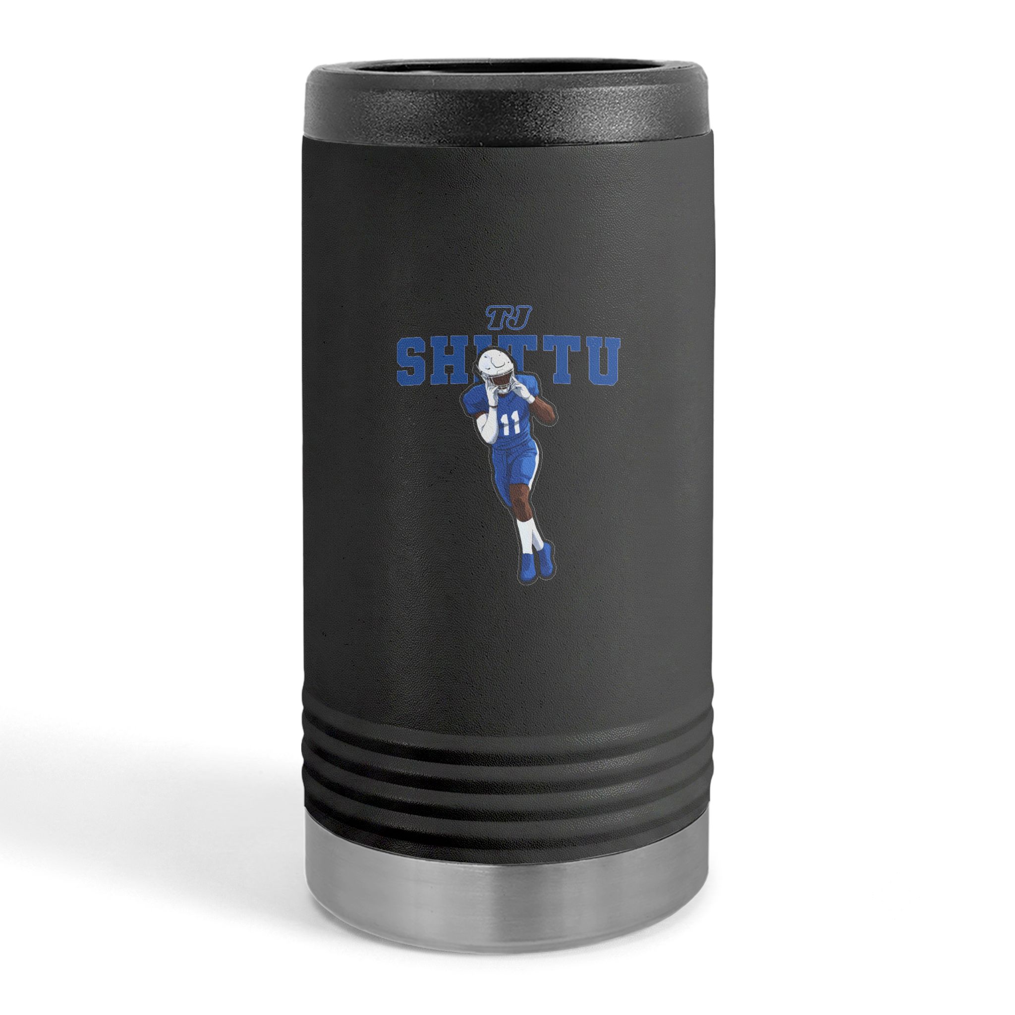Slim Stainless Can Cooler — character_name_arch in Black