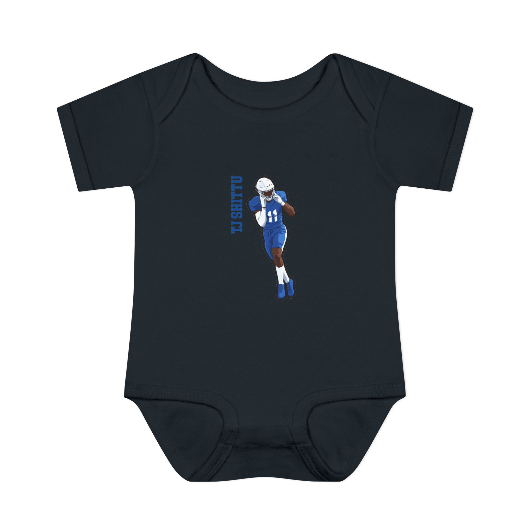 Baby Onesie — character_name_vertical in Black