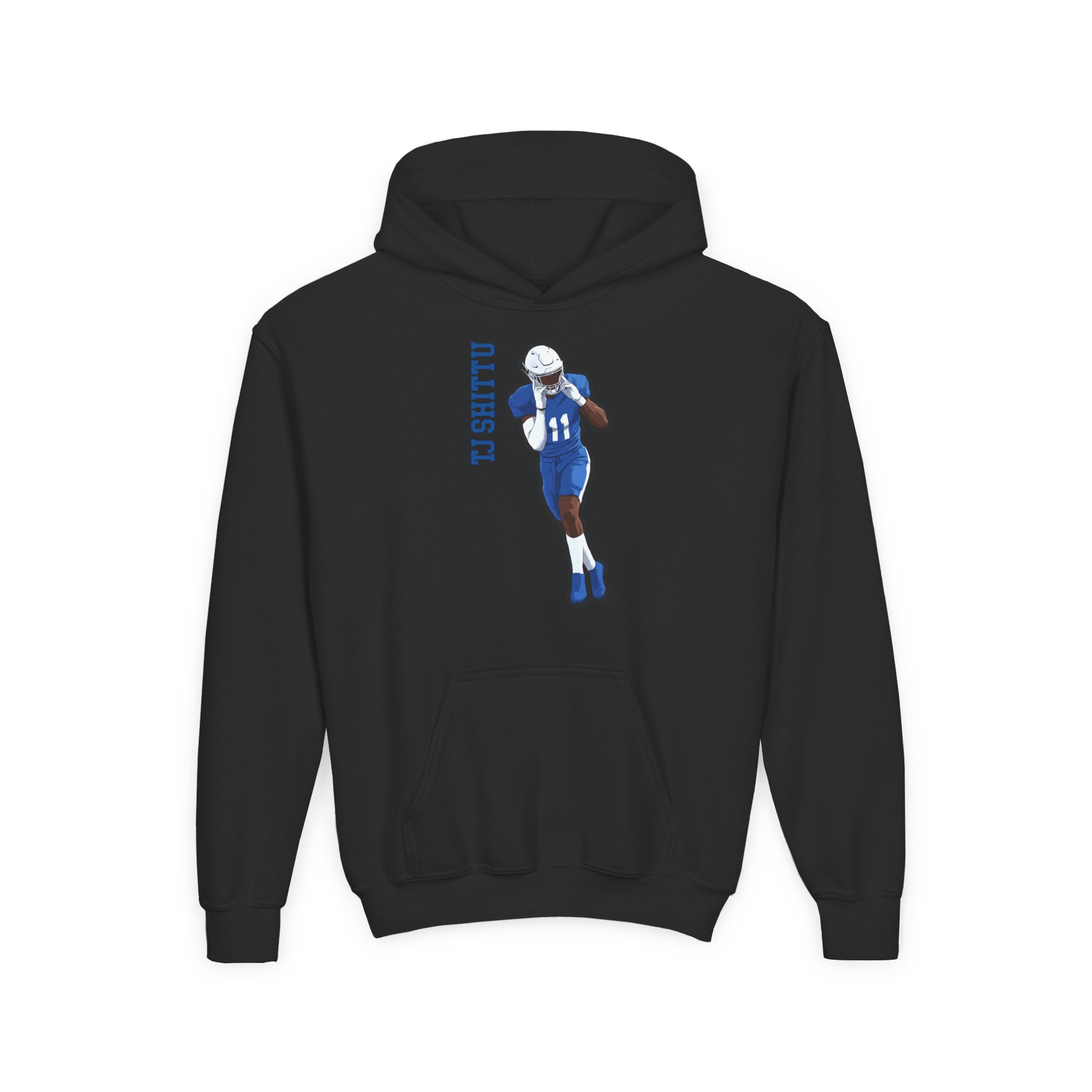 Youth Hoodie — character_name_vertical in Black