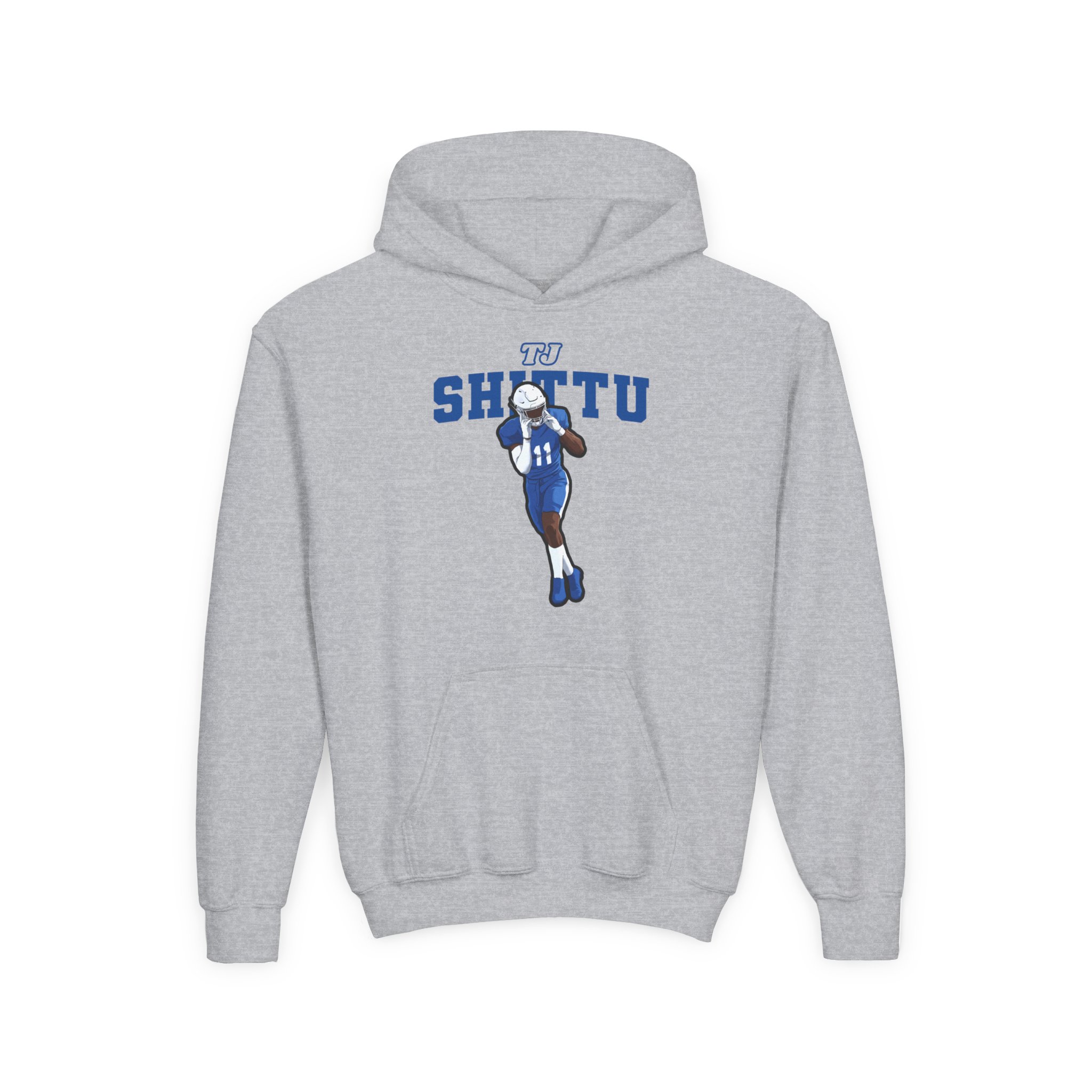 Youth Hoodie — character_name_arch in Grey